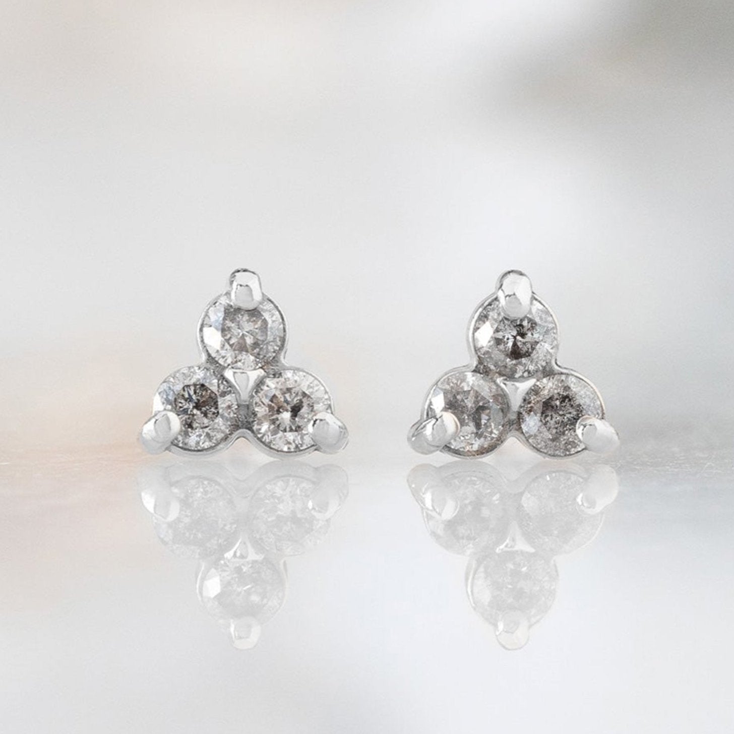 The Salt and Pepper Diamond Cluster Stud Earrings | Yellow, Rose or White Gold