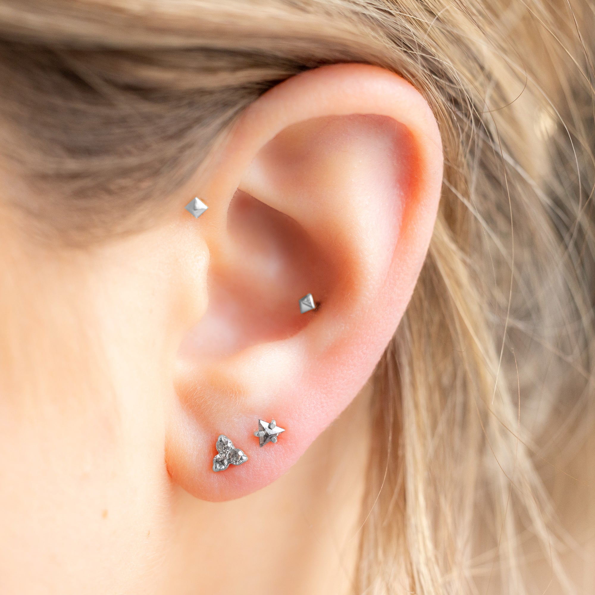 The Salt and Pepper Diamond Cluster Stud Earrings | Yellow, Rose or White Gold