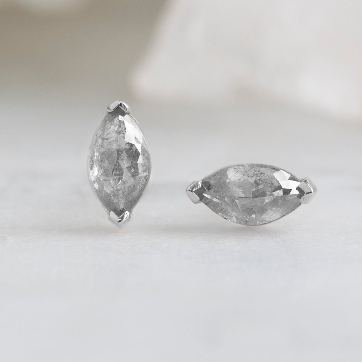 The Salt and Pepper Diamond Eye Stud Earrings | Yellow, Rose or White Gold