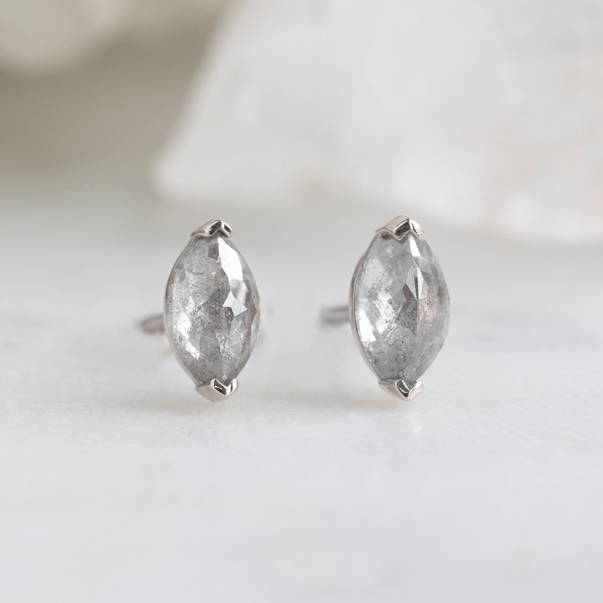 The Salt and Pepper Diamond Eye Stud Earrings | Yellow, Rose or White Gold