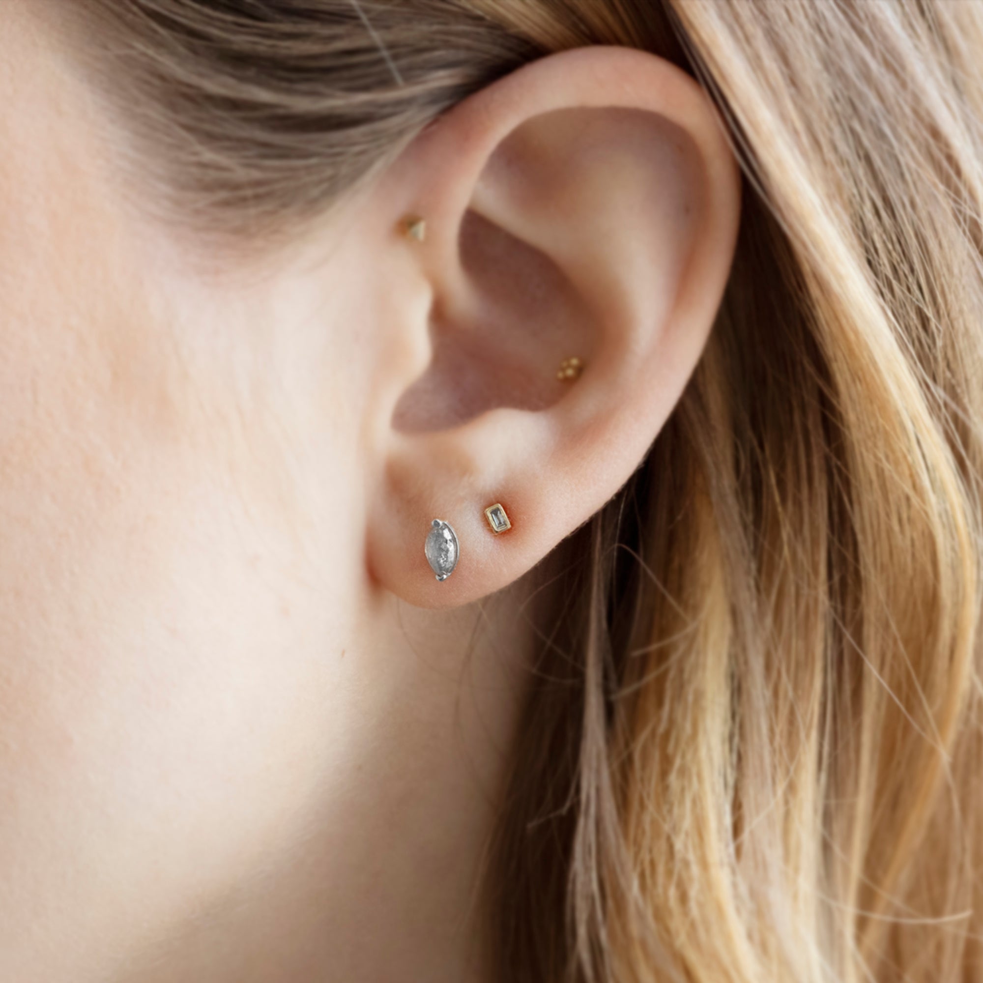 The Salt and Pepper Diamond Eye Stud Earrings | Yellow, Rose or White Gold
