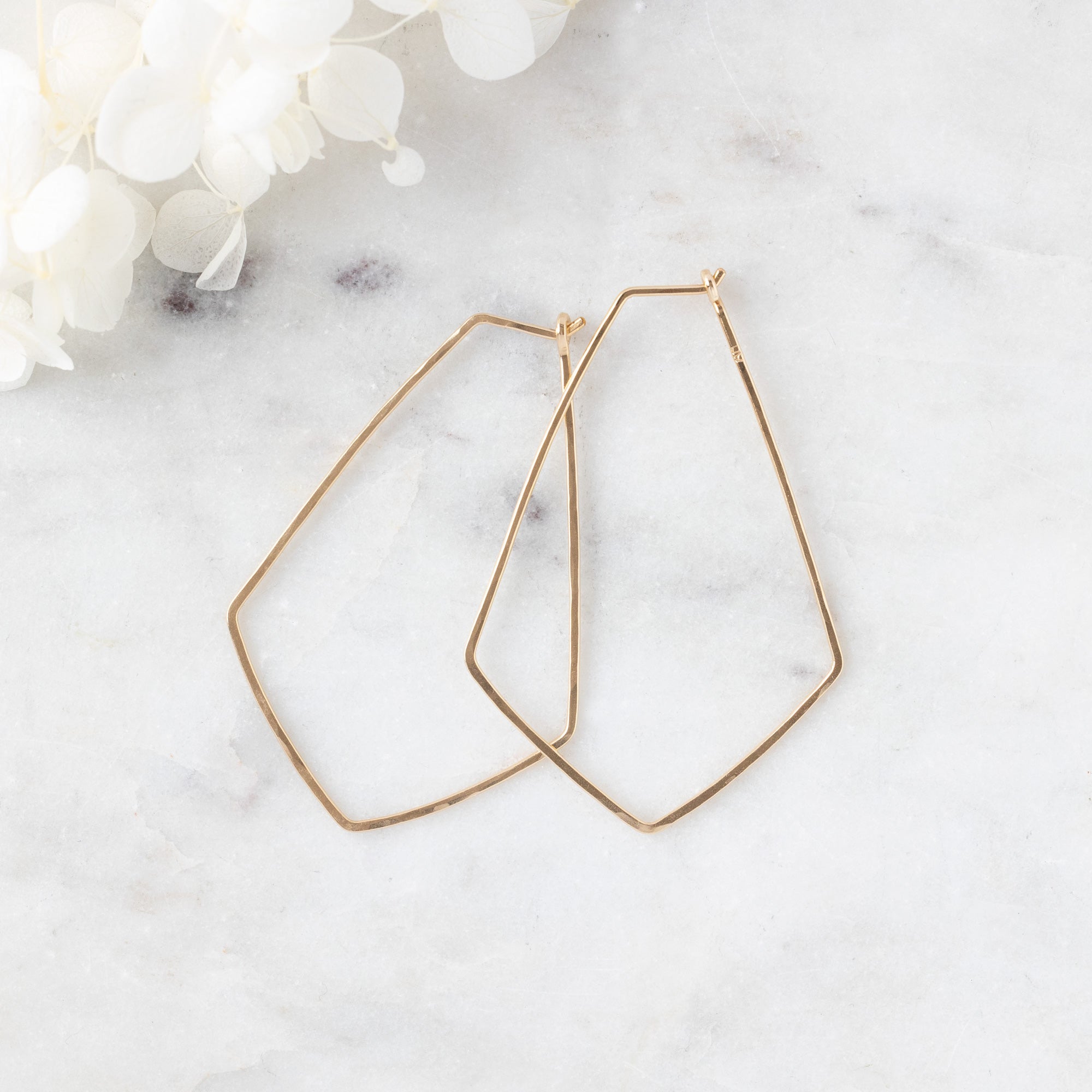 The Hexagon Hoop Earrings | Yellow, Rose, White or Sterling Silver