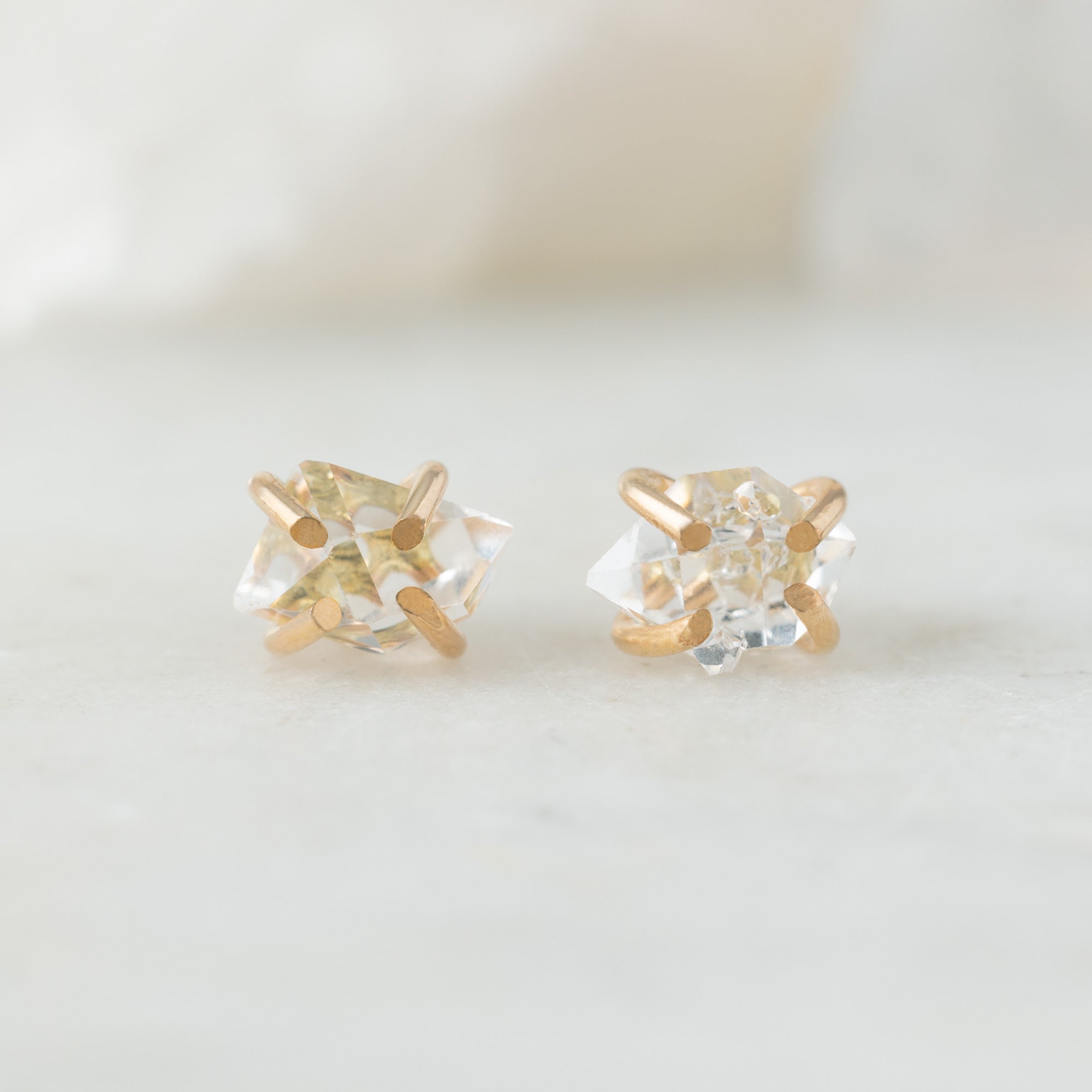 The Herkimer Diamond Stud Earrings | Yellow, Rose or Sterling Silver