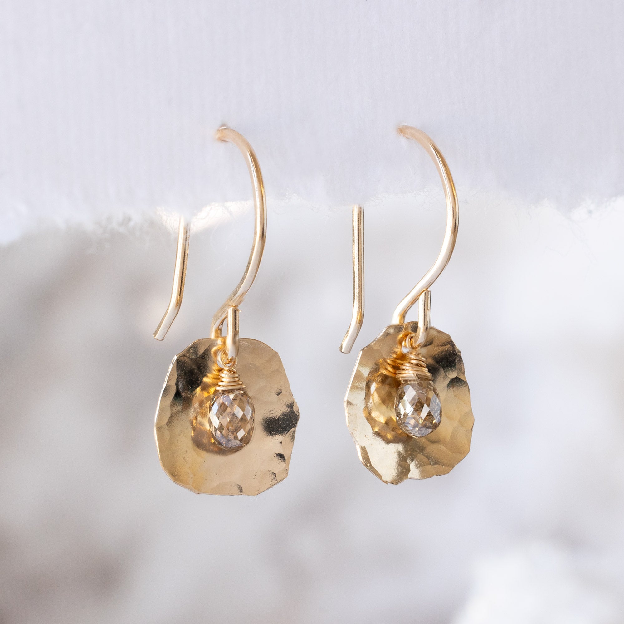 The Champagne Diamond Petal Earrings | Yellow, Rose or Sterling Silver