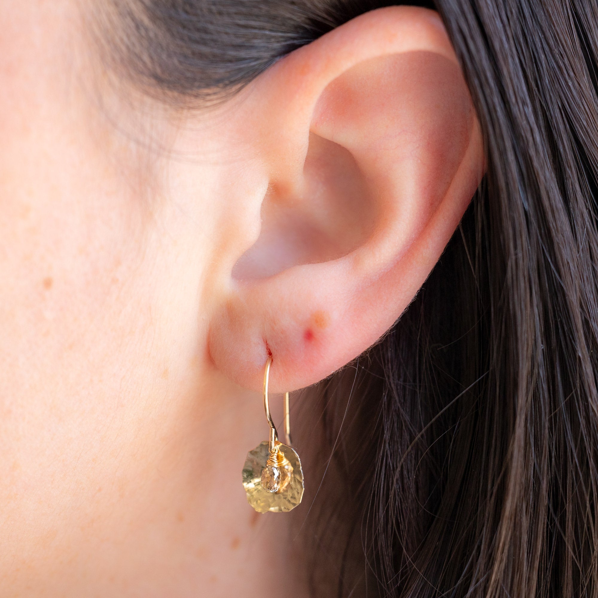 The Champagne Diamond Petal Earrings | Yellow, Rose or Sterling Silver
