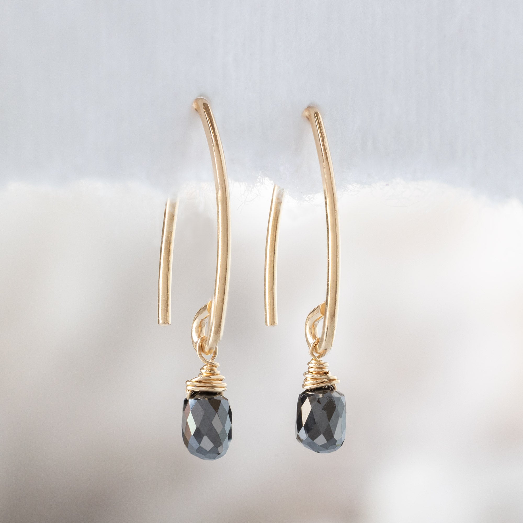 The Simple Black Diamond Drop Earrings | Yellow, Rose or Sterling Silver