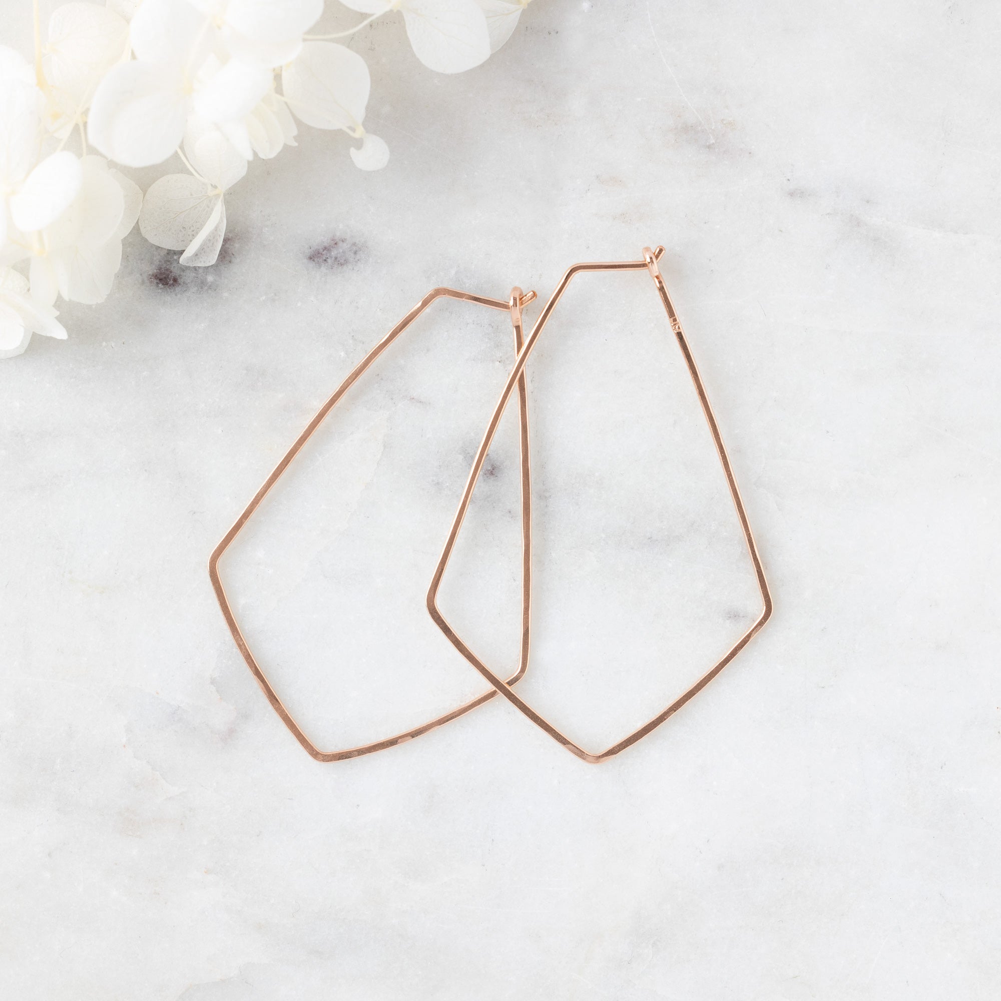 The Hexagon Hoop Earrings | Yellow, Rose, White or Sterling Silver
