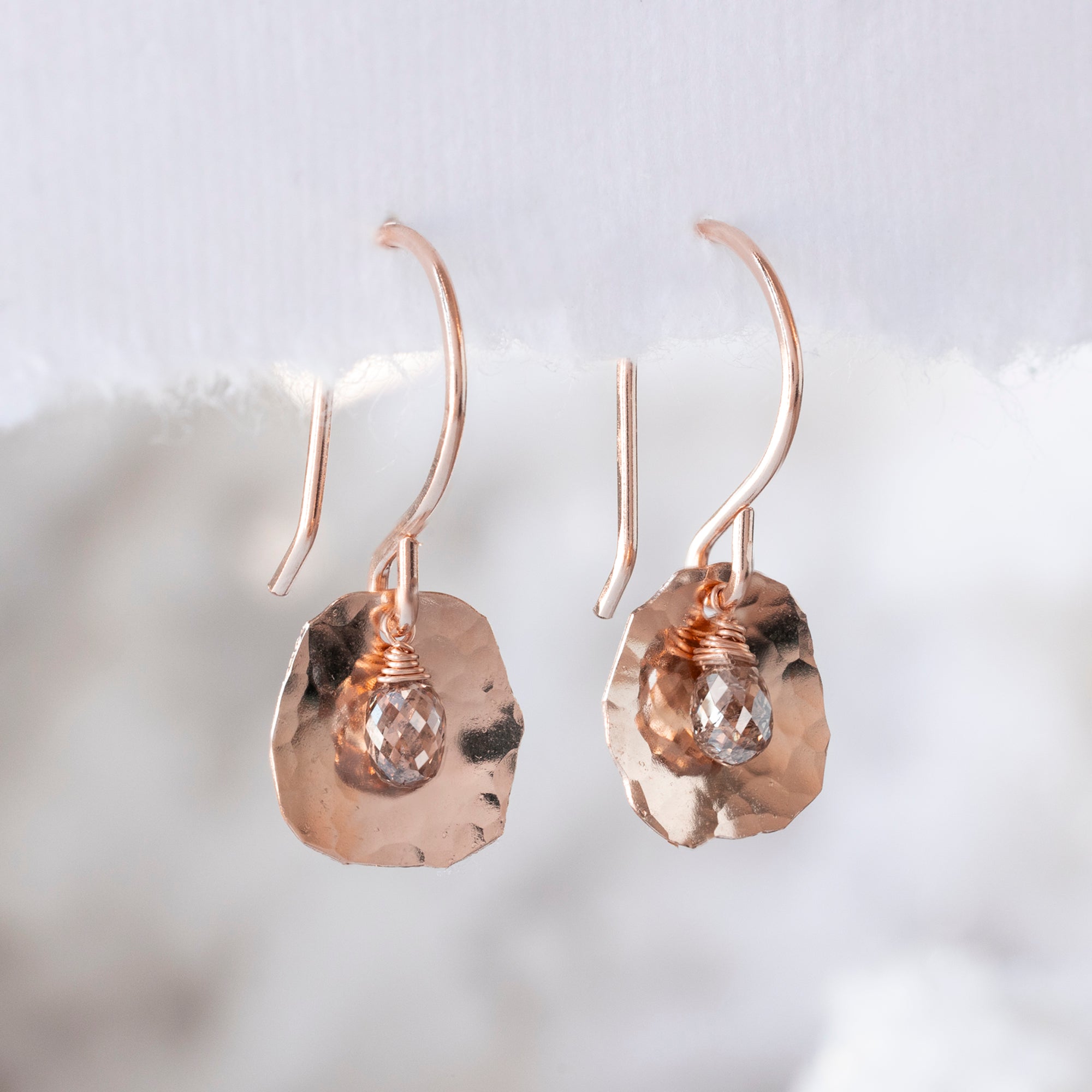 The Champagne Diamond Petal Earrings | Yellow, Rose or Sterling Silver