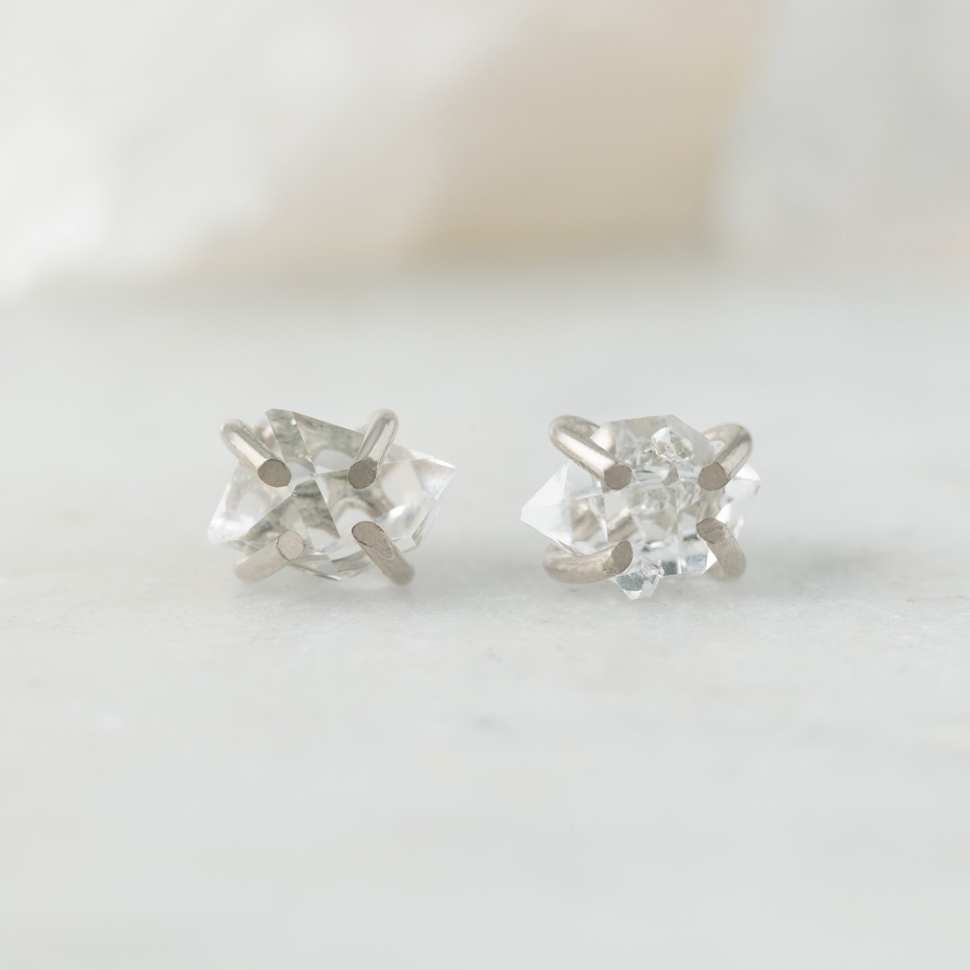 The Herkimer Diamond Stud Earrings | Yellow, Rose or Sterling Silver