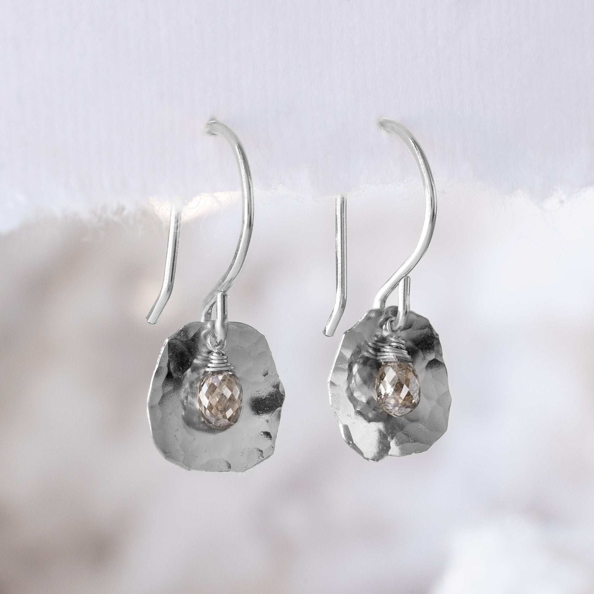 The Champagne Diamond Petal Earrings | Yellow, Rose or Sterling Silver