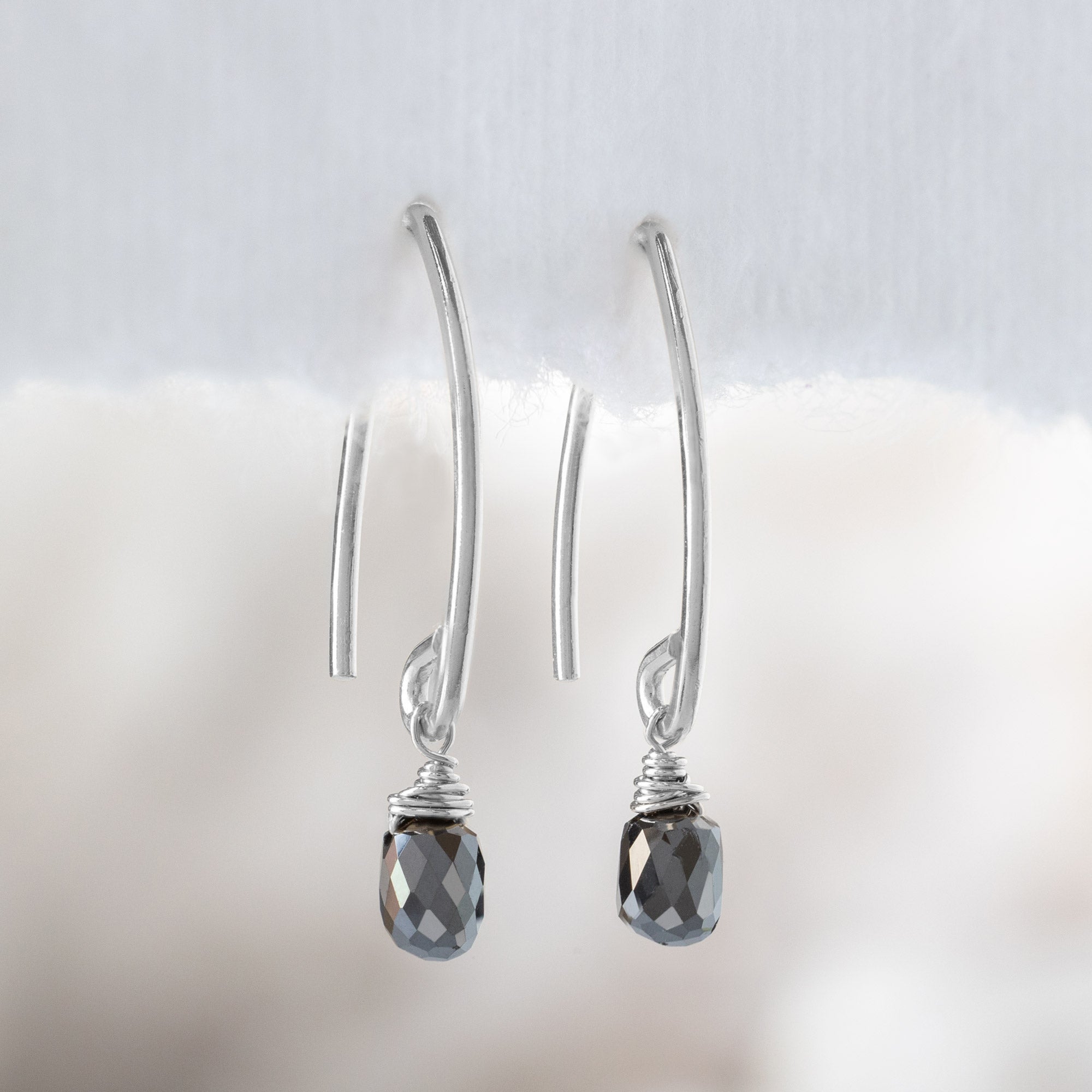 The Simple Black Diamond Drop Earrings | Yellow, Rose or Sterling Silver