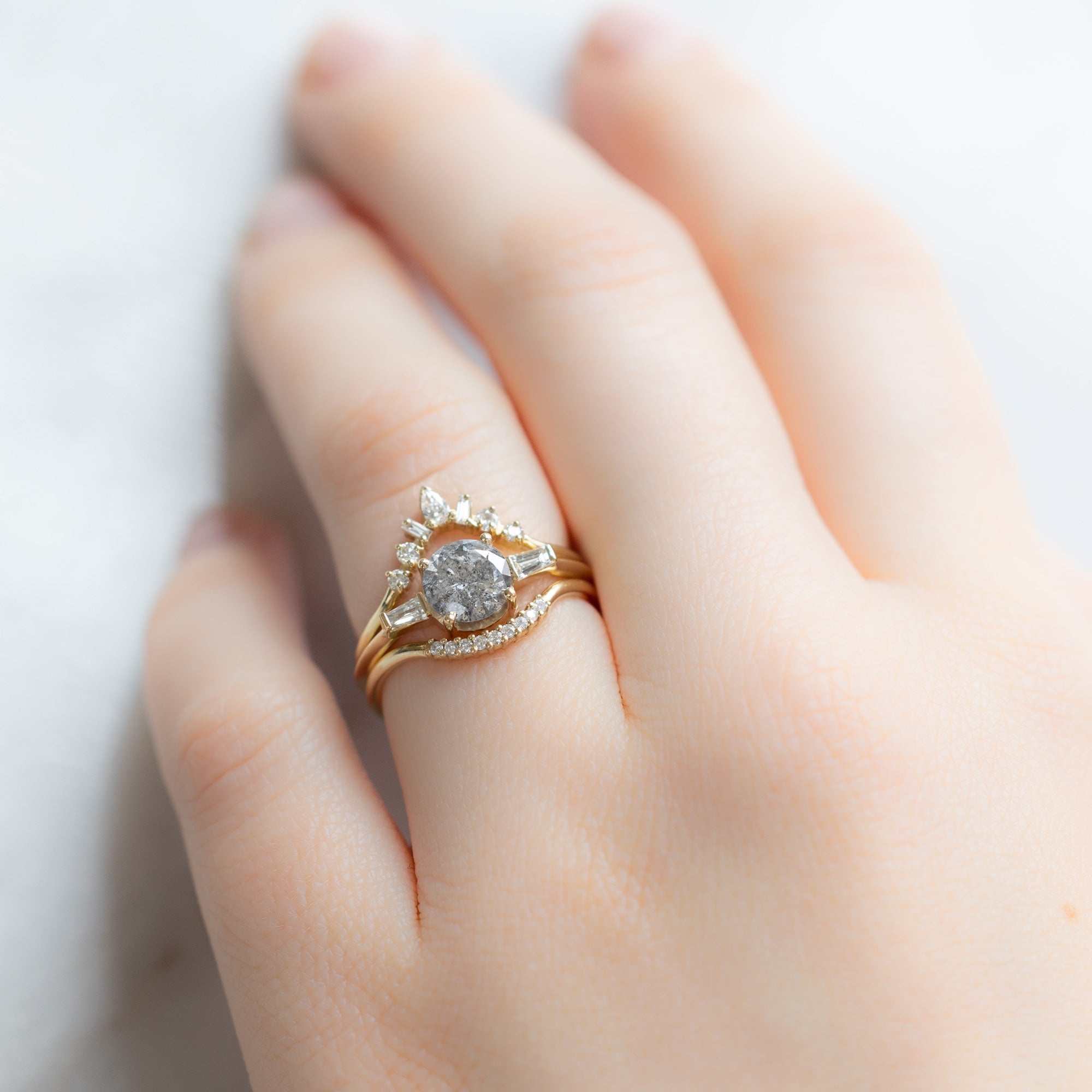 Design Your Own Custom | Round Salt and Pepper Diamond Engagement Ring