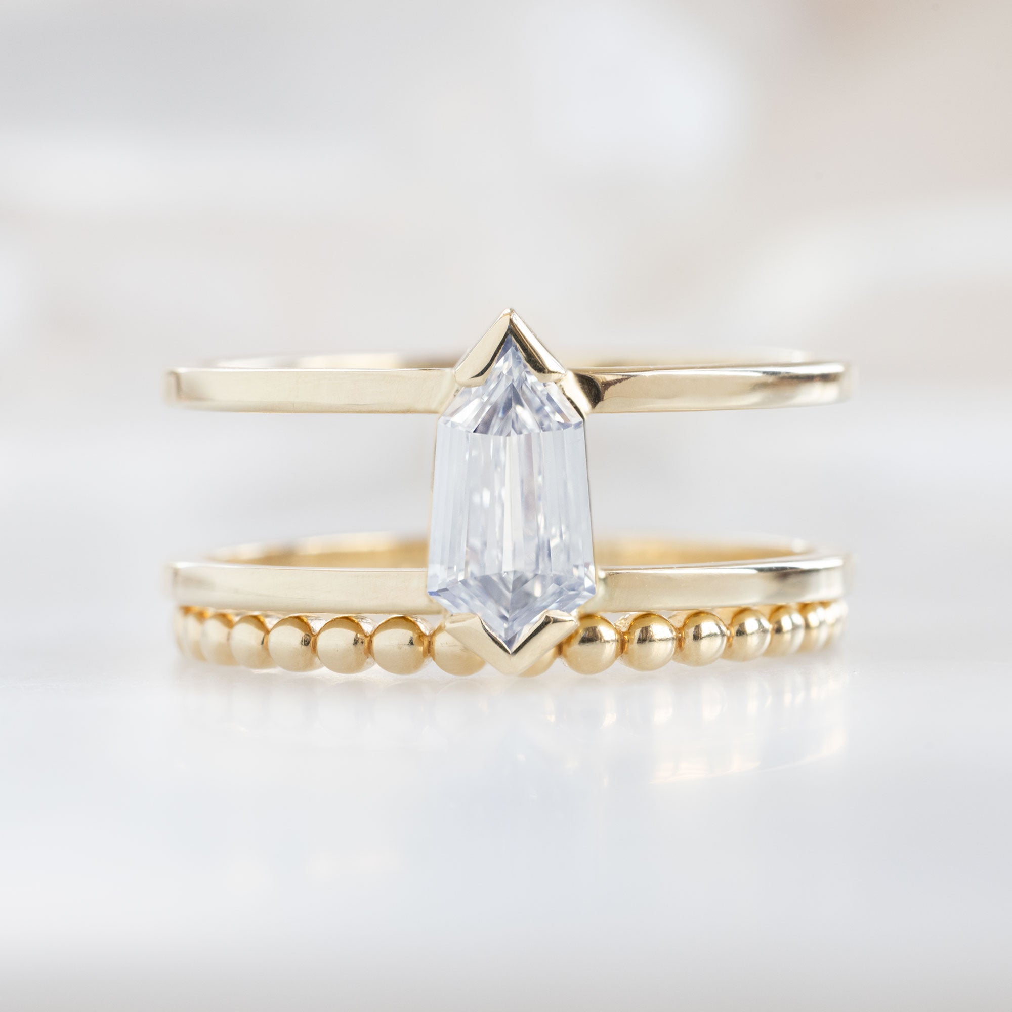 The Poppy Ring | 0.69ct Geometric Natural White Diamond in 14K Yellow Gold