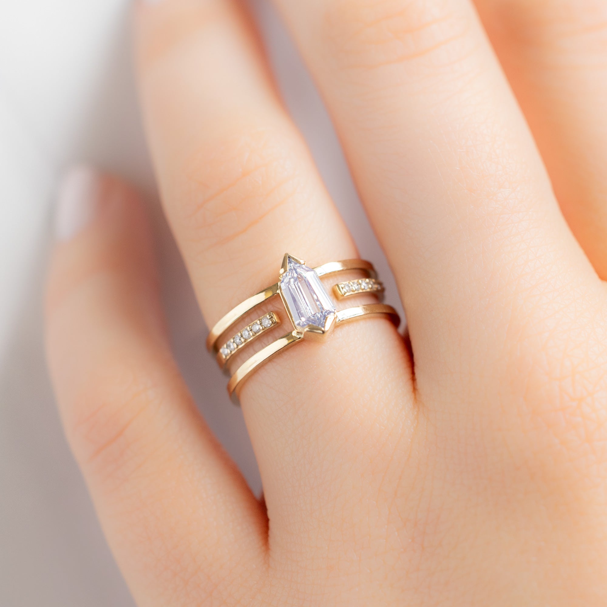 The Poppy Ring | 0.69ct Geometric Natural White Diamond in 14K Yellow Gold