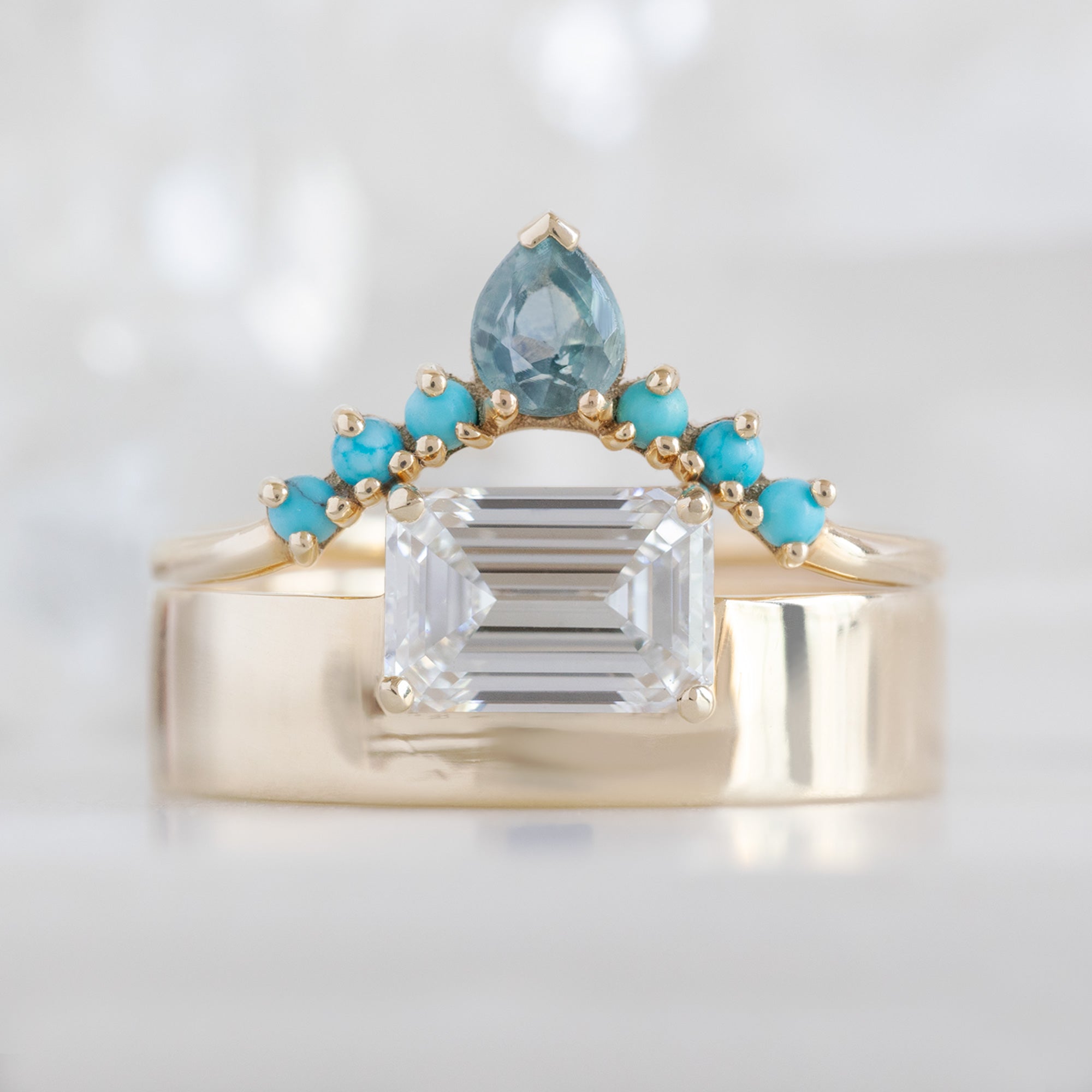 The Cigar Band | 0.90ct Lab Grown Emerald-Cut White Diamond in 14K Yellow Gold