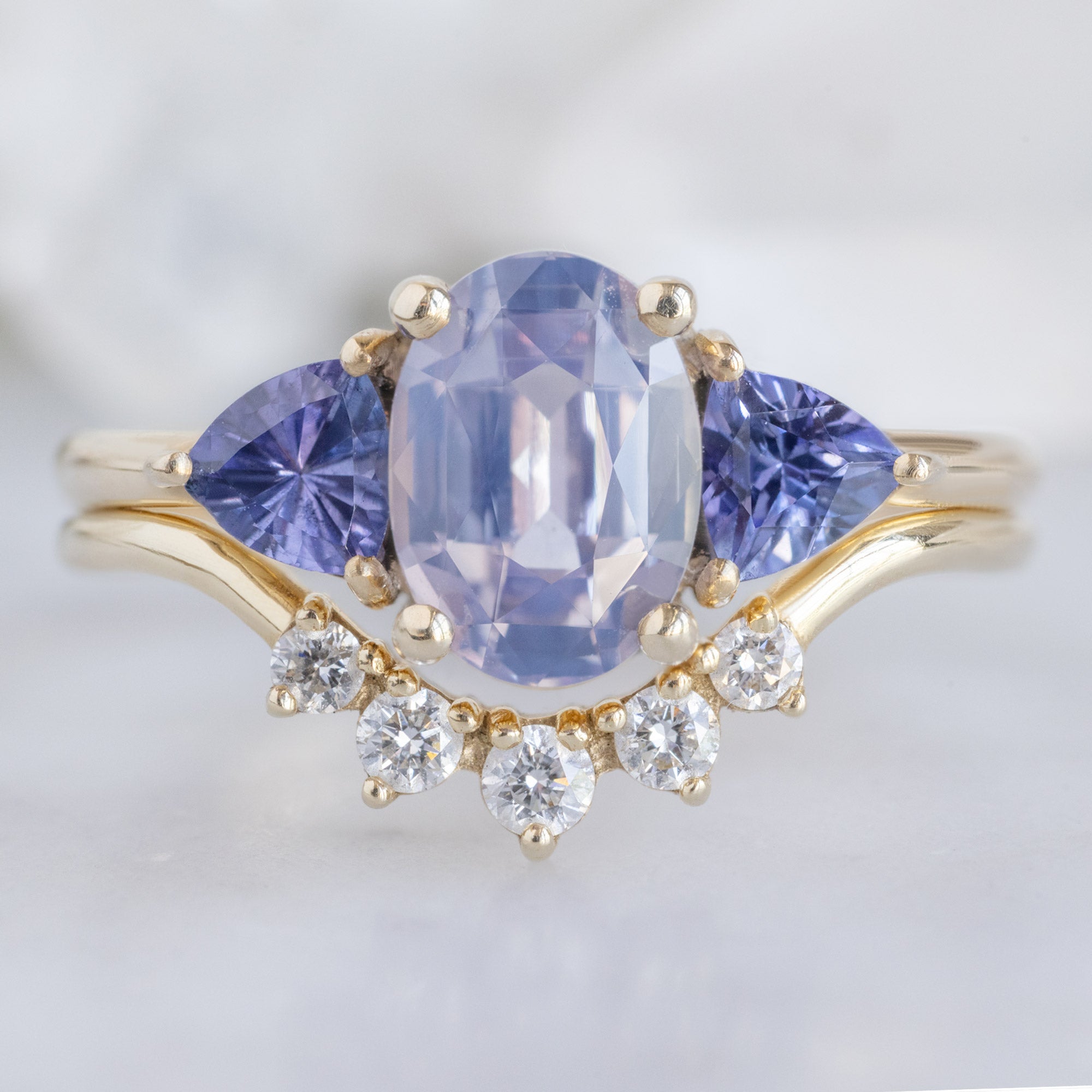 The Watercolor Jade Ring | 1.81ct Oval Lavender Sapphire in 14K Yellow Gold