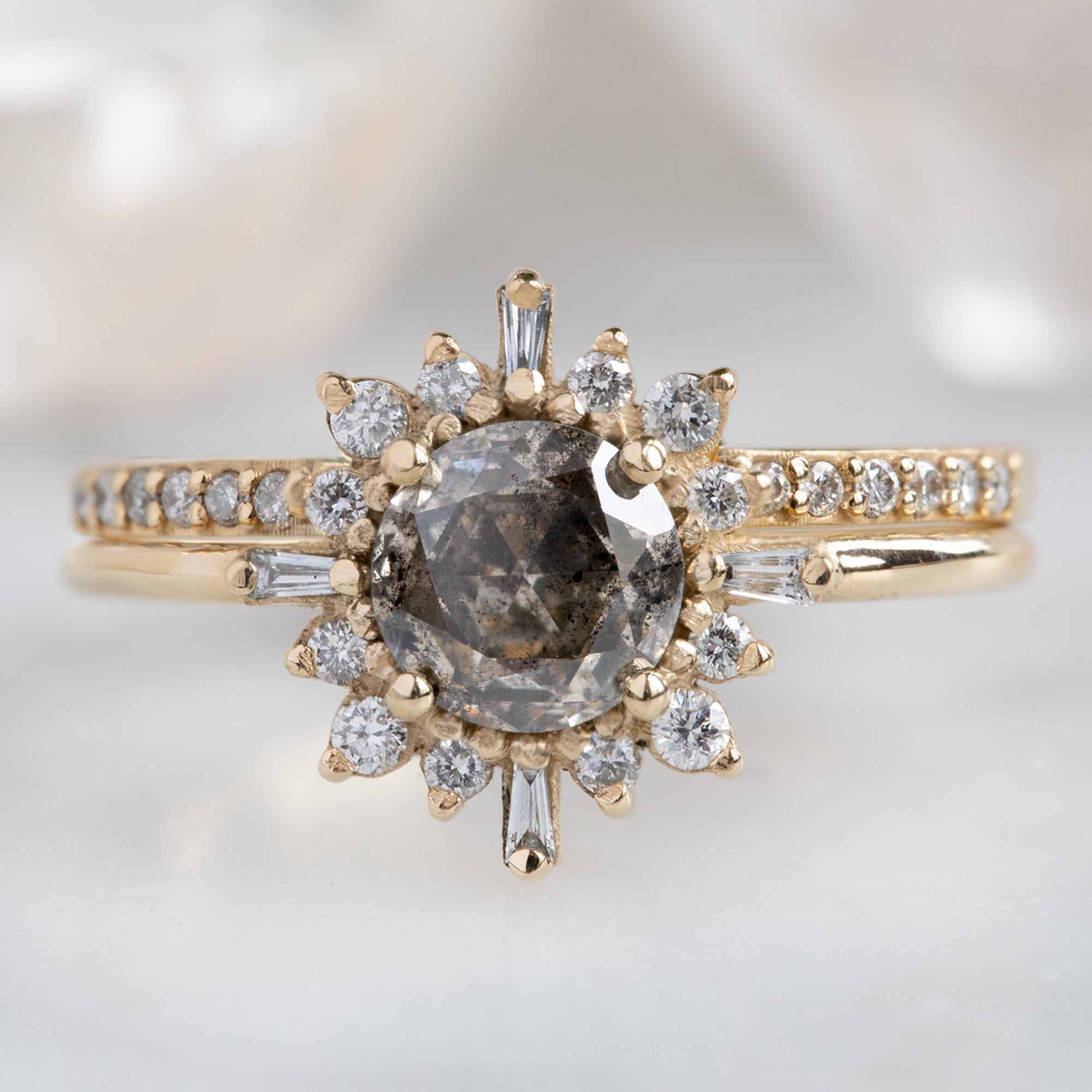 The Compass Ring | Build Your Own Round Salt and Pepper Diamond Engagement Ring