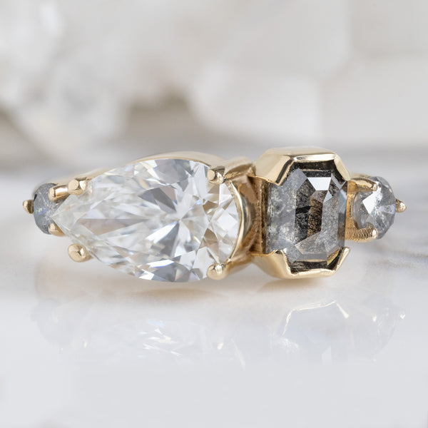 The Line Ring | 1.54ct Pear Lab Grown White Diamond in 14K Yellow Gold