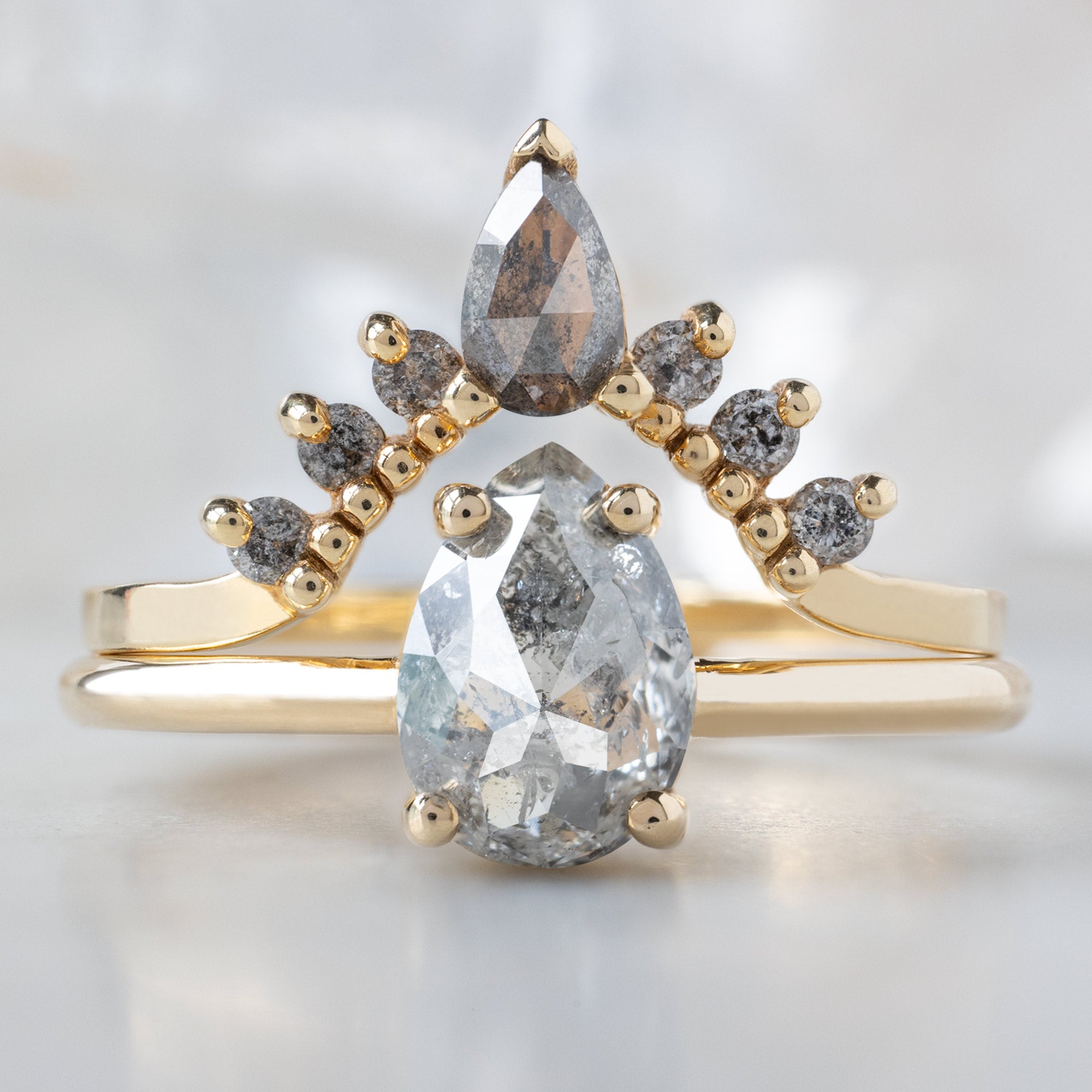 The Bryn Ring | Build Your Own Pear Salt and Pepper Diamond Engagement Ring