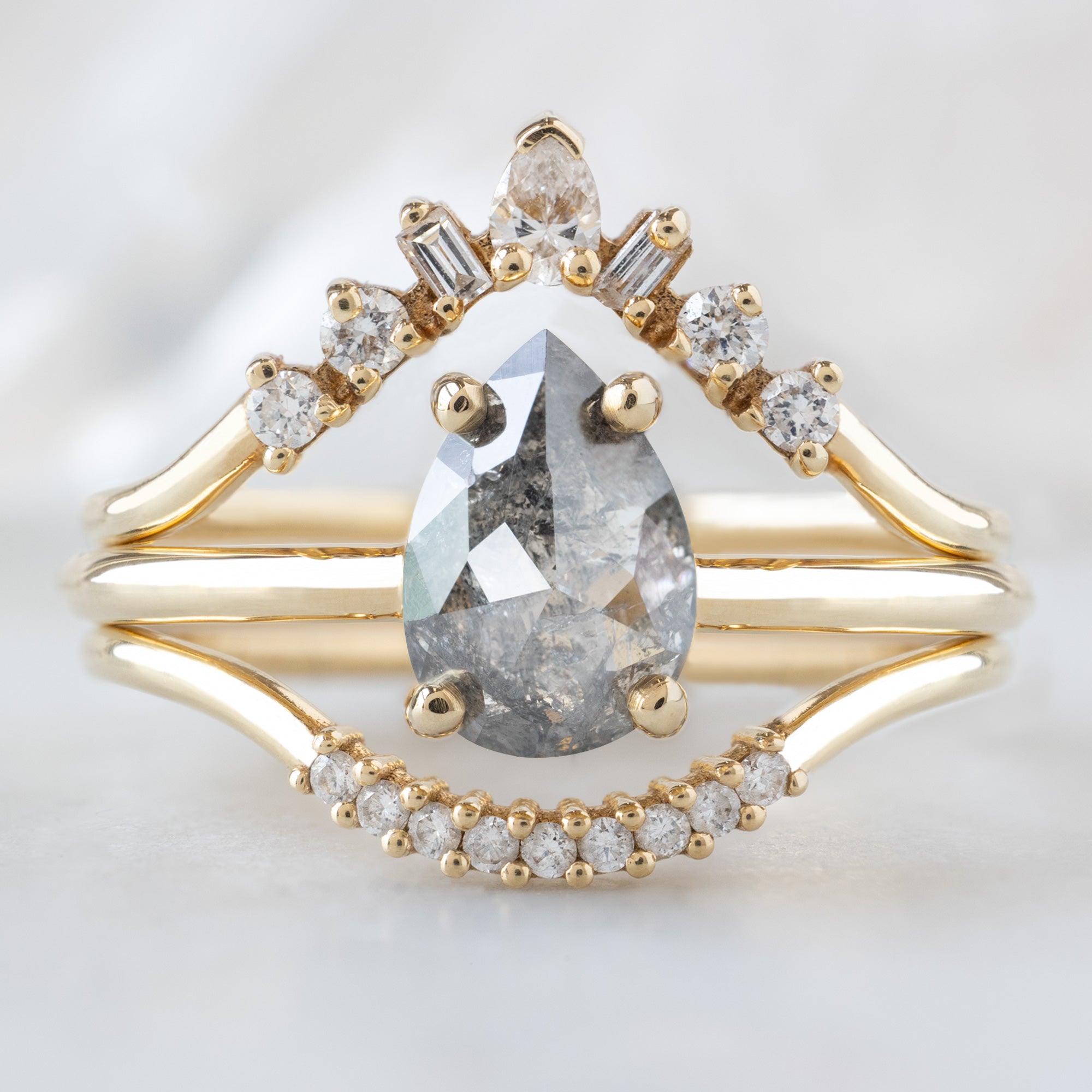 The Bryn Ring | Build Your Own Pear Salt and Pepper Diamond Engagement Ring