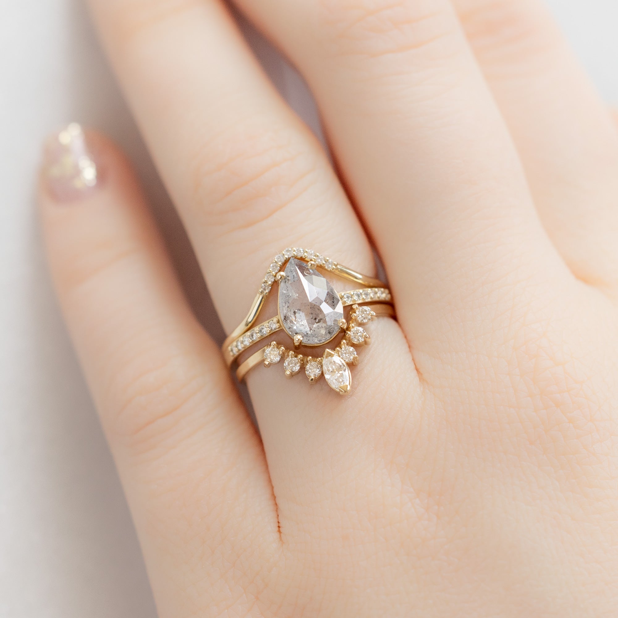 The Willow Ring | Build Your Own Pear Salt and Pepper Diamond Engagement Ring