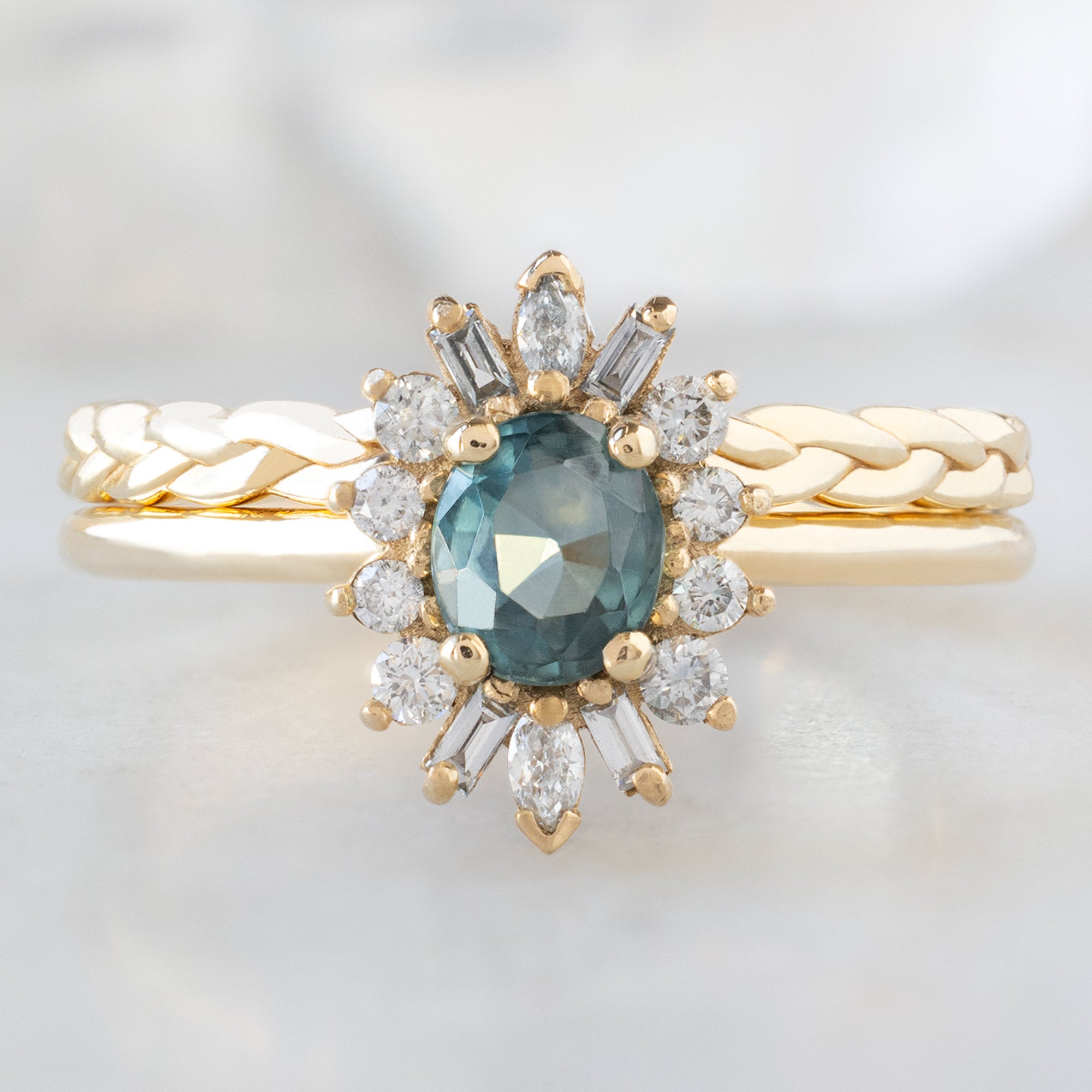 The Camellia Ring | Build Your Own Oval Blue Sapphire Diamond Engagement Ring