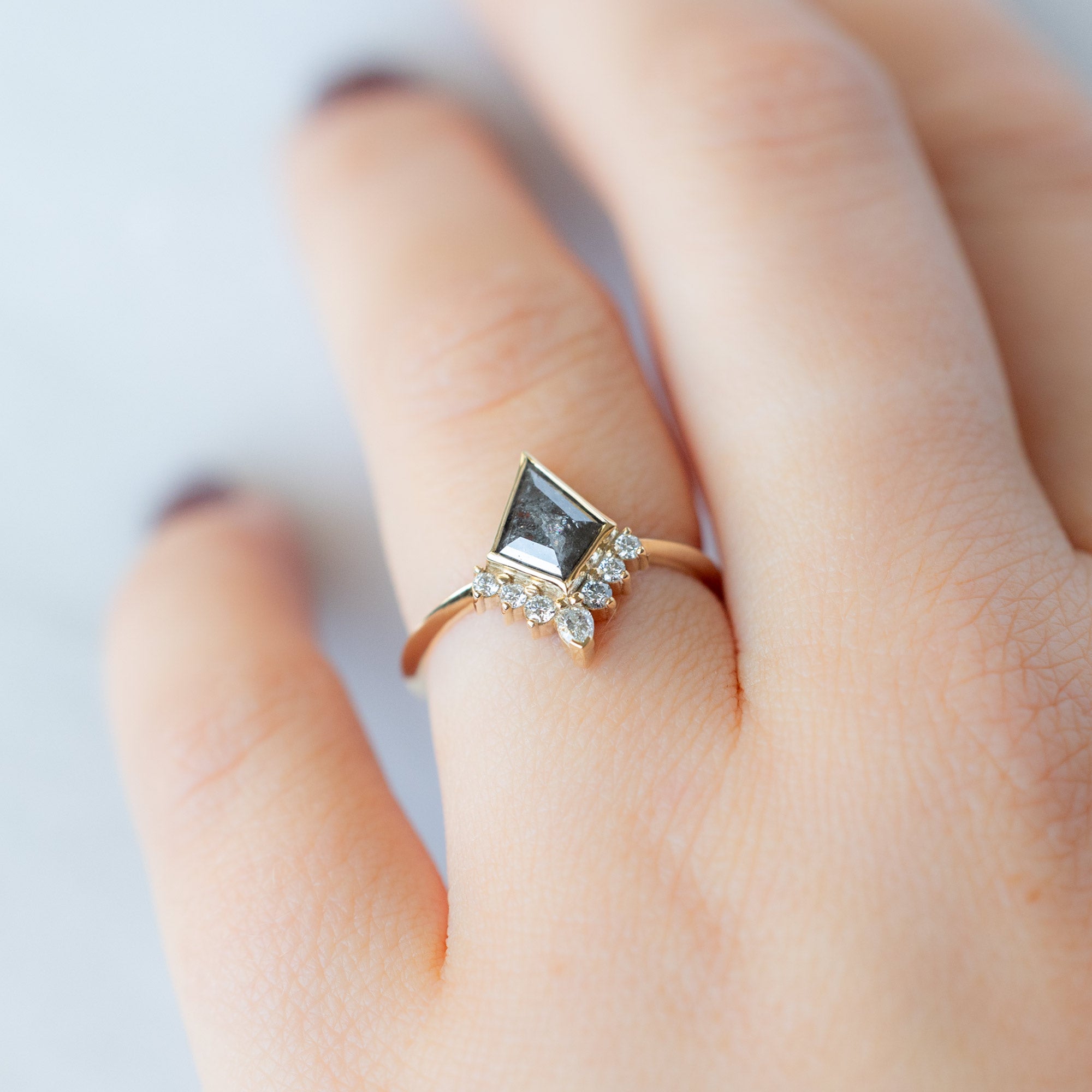The Aster Ring | Build Your Own Kite Salt and Pepper Diamond Engagement Ring