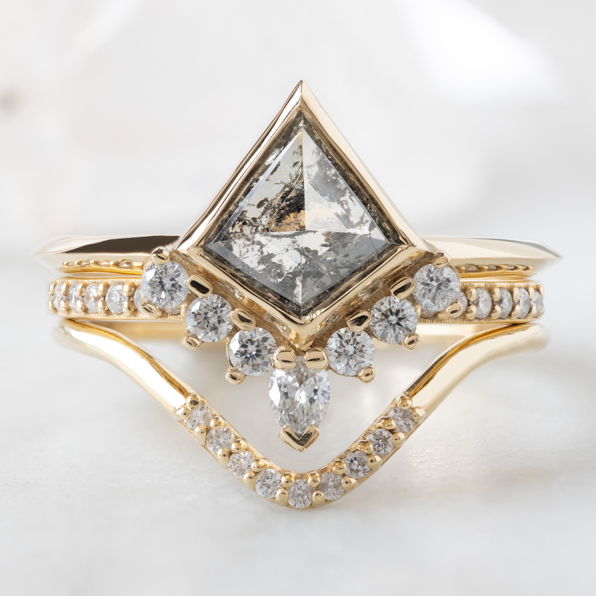 The Aster Ring | Build Your Own Kite Salt and Pepper Diamond Engagement Ring
