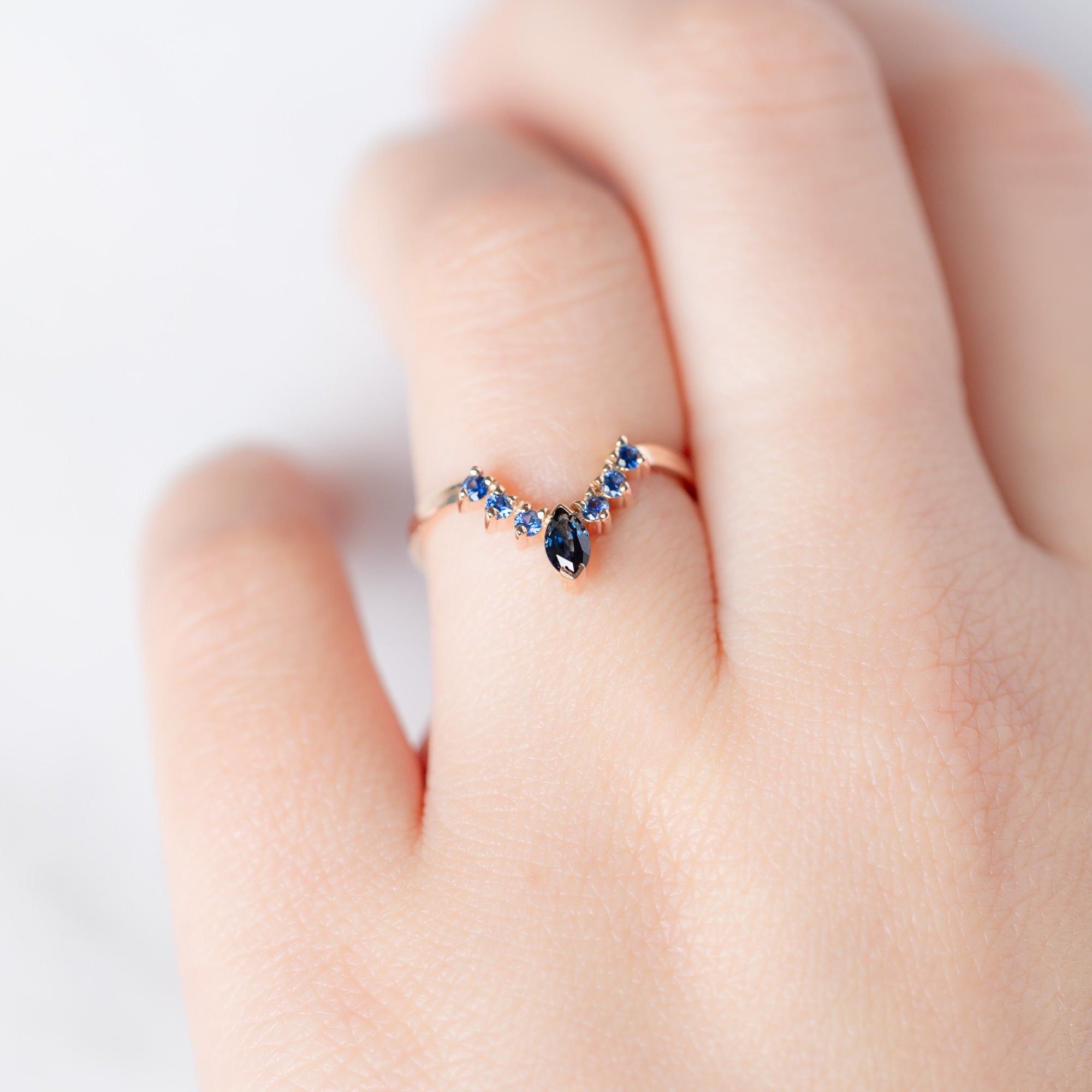 Sapphire Marquise Sunburst Stacking Band | Yellow, Rose or White Gold