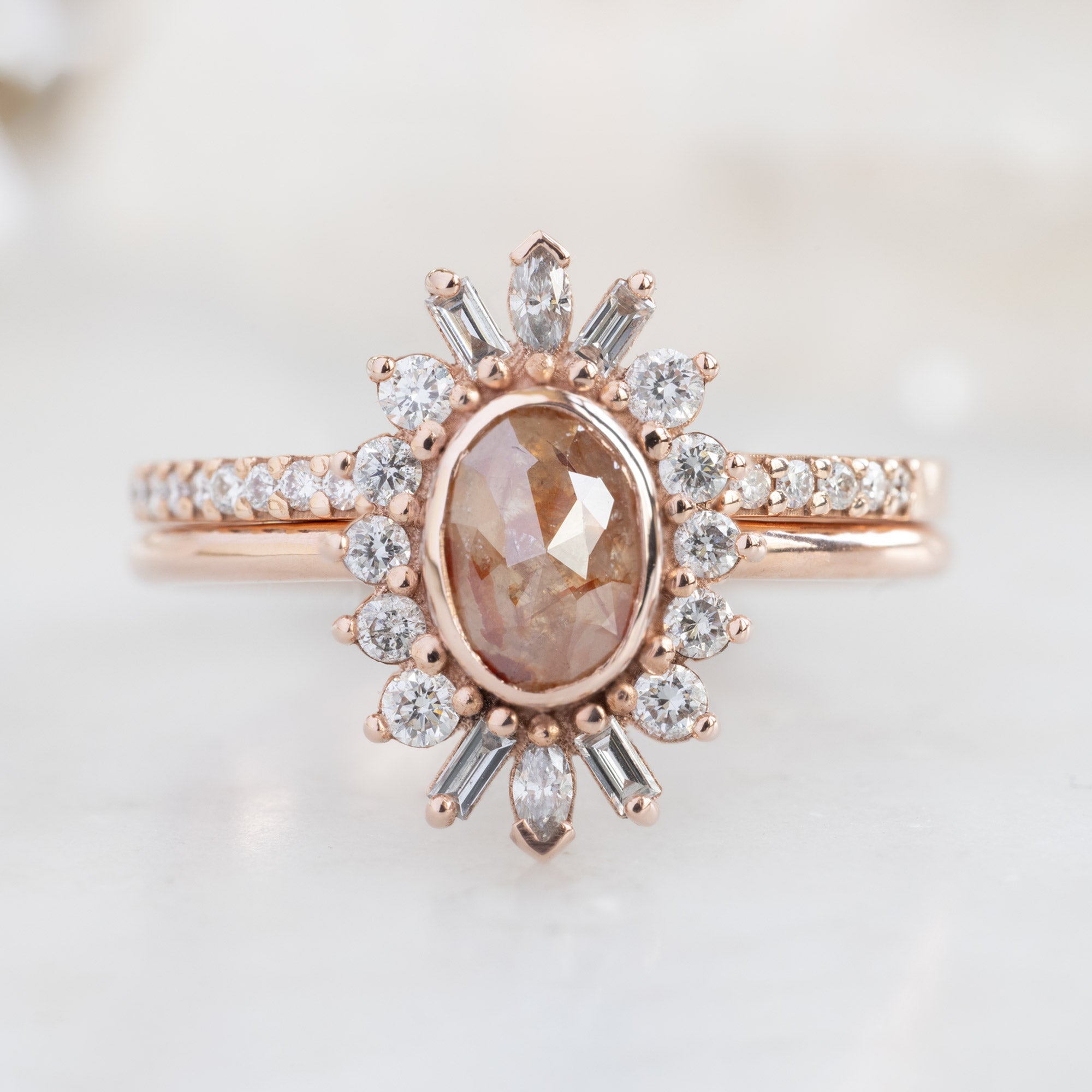 The Camellia Ring | 0.42ct Oval Red Diamond in 14K Rose Gold