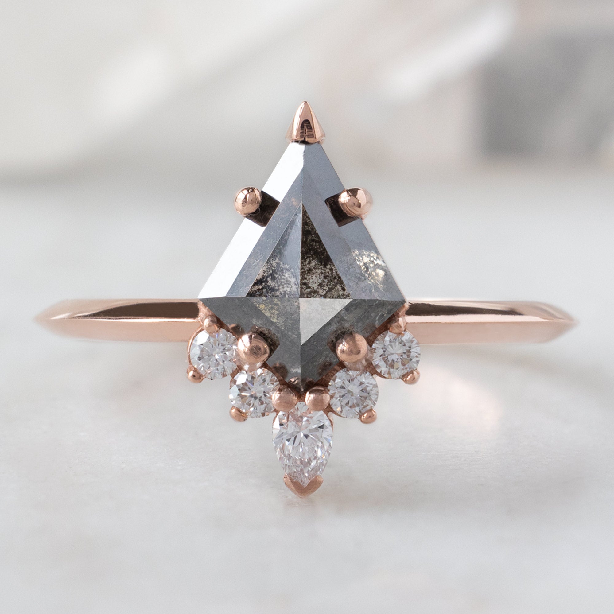 The Aster Ring | 1.22ct Kite Black Diamond in 14K Rose Gold