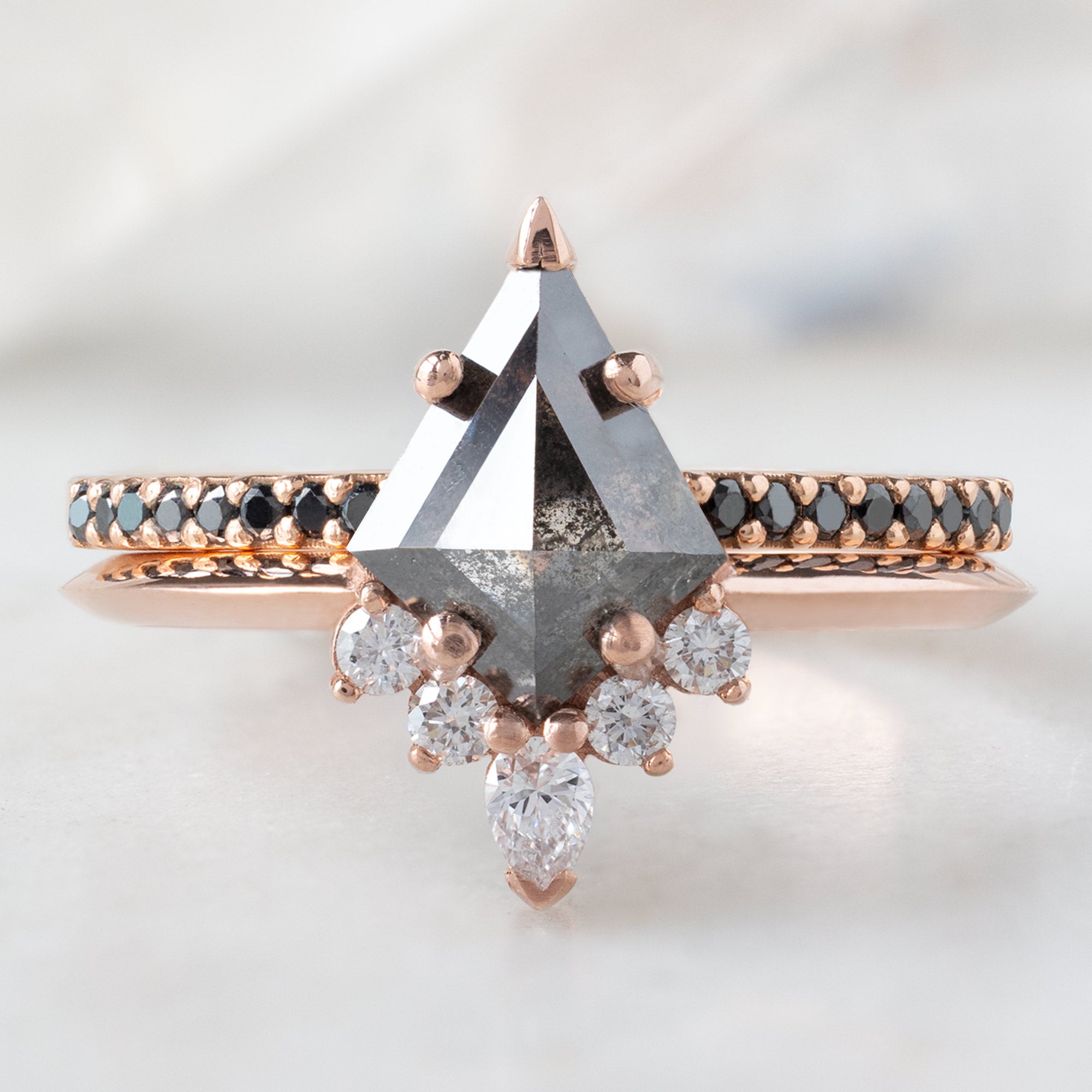 The Aster Ring | 1.22ct Kite Black Diamond in 14K Rose Gold