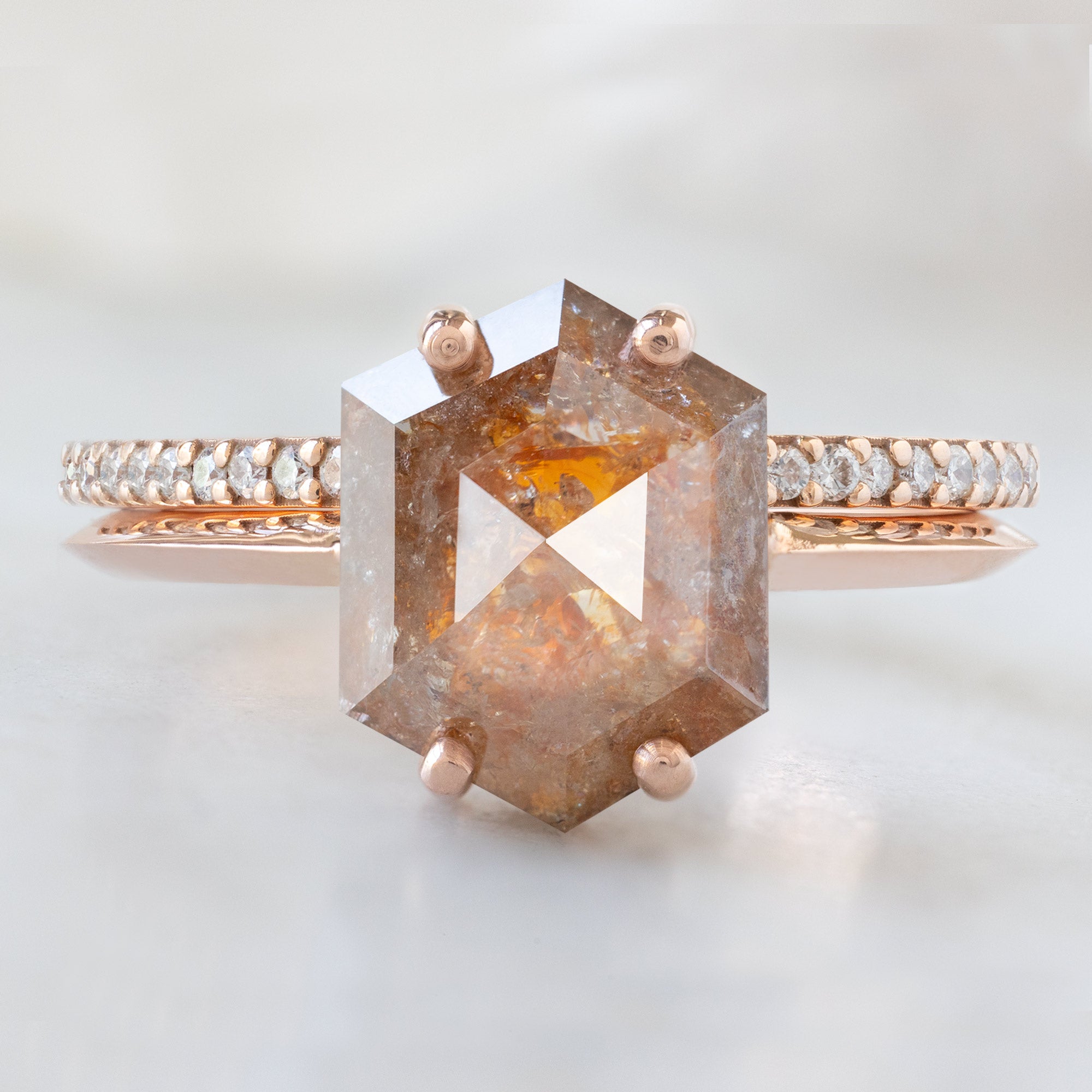 buy:open-cuff-salt-and-pepper-diamond-pave-stacking-band-14k-or-18k-yellow-gold,the-bryn-ring-2-03ct-hexagon-red-diamond-in-14k-rose-gold