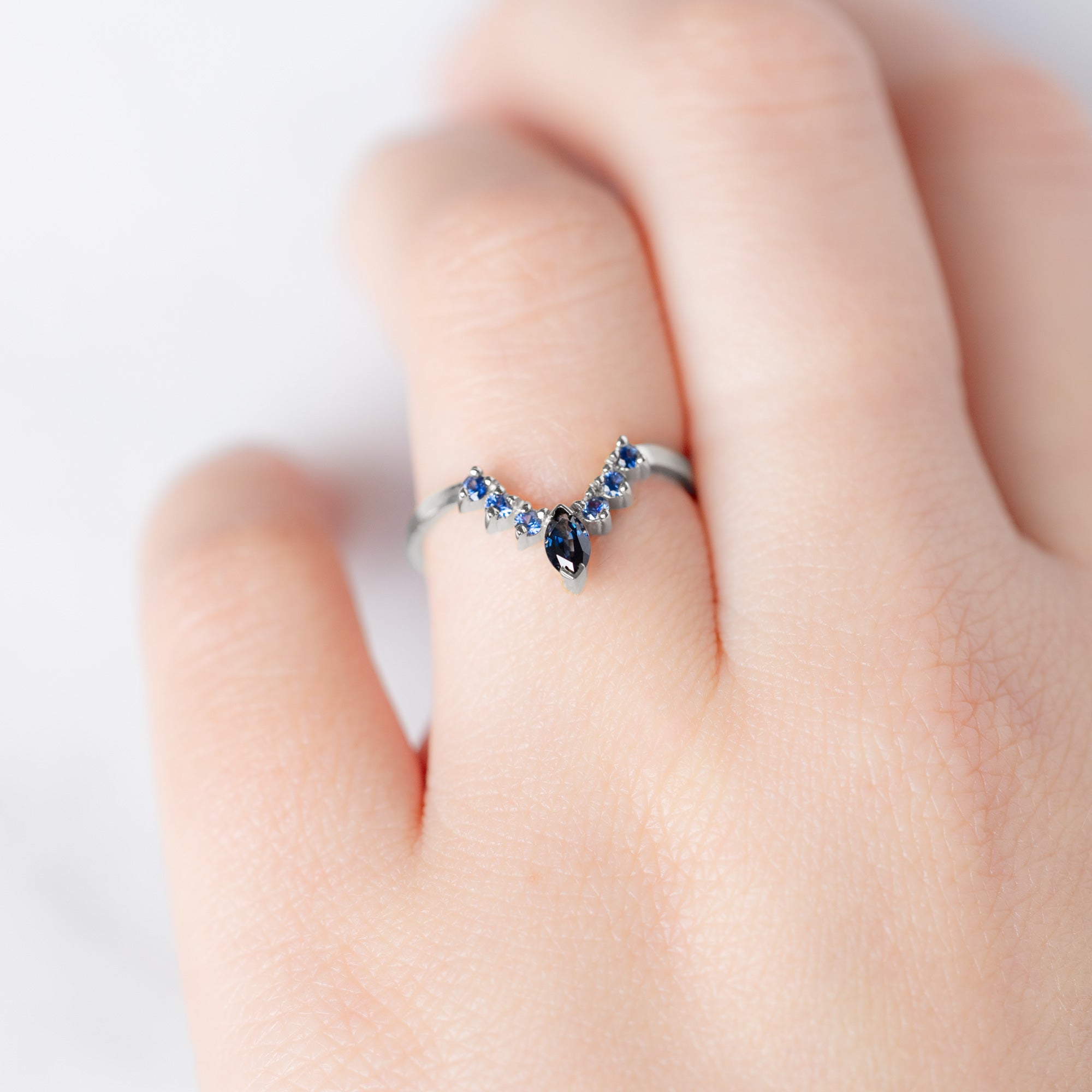 Sapphire Marquise Sunburst Stacking Band | Yellow, Rose or White Gold