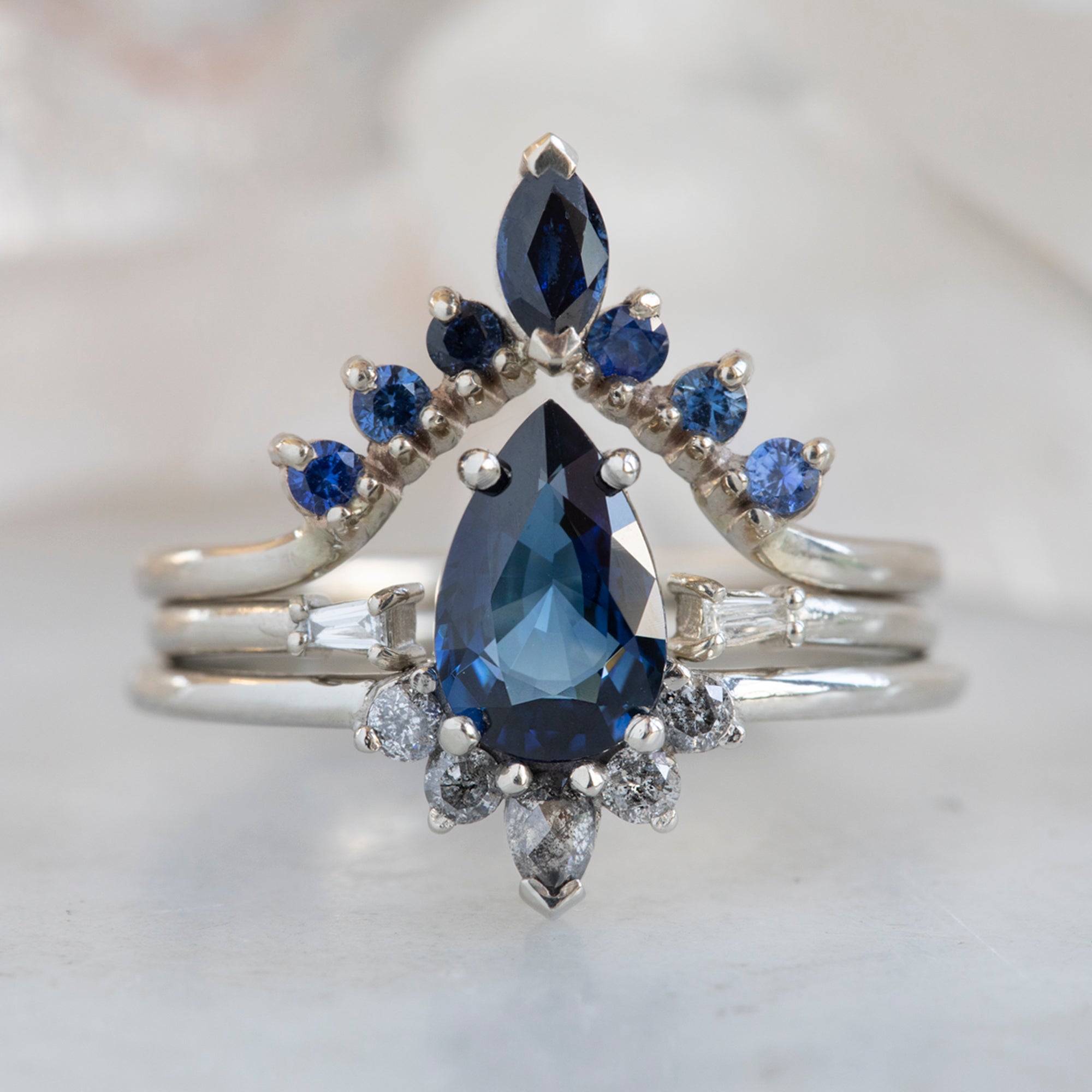 Sapphire Marquise Sunburst Stacking Band | Yellow, Rose or White Gold