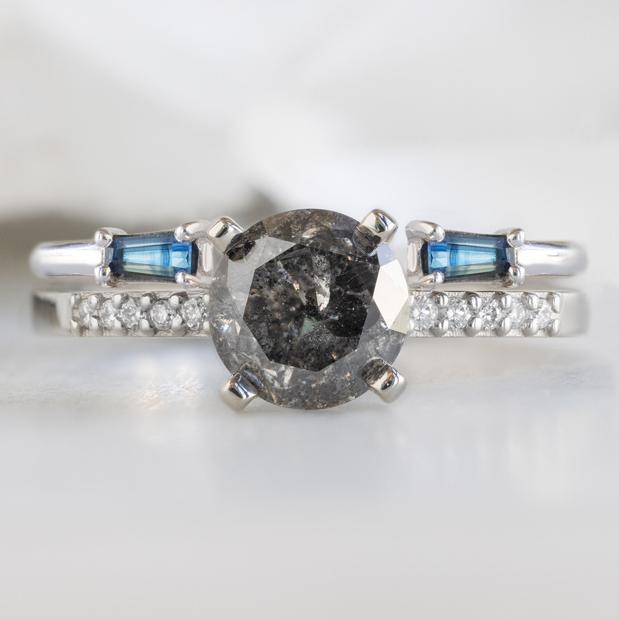 Design Your Own Custom | Round Salt and Pepper Diamond Engagement Ring