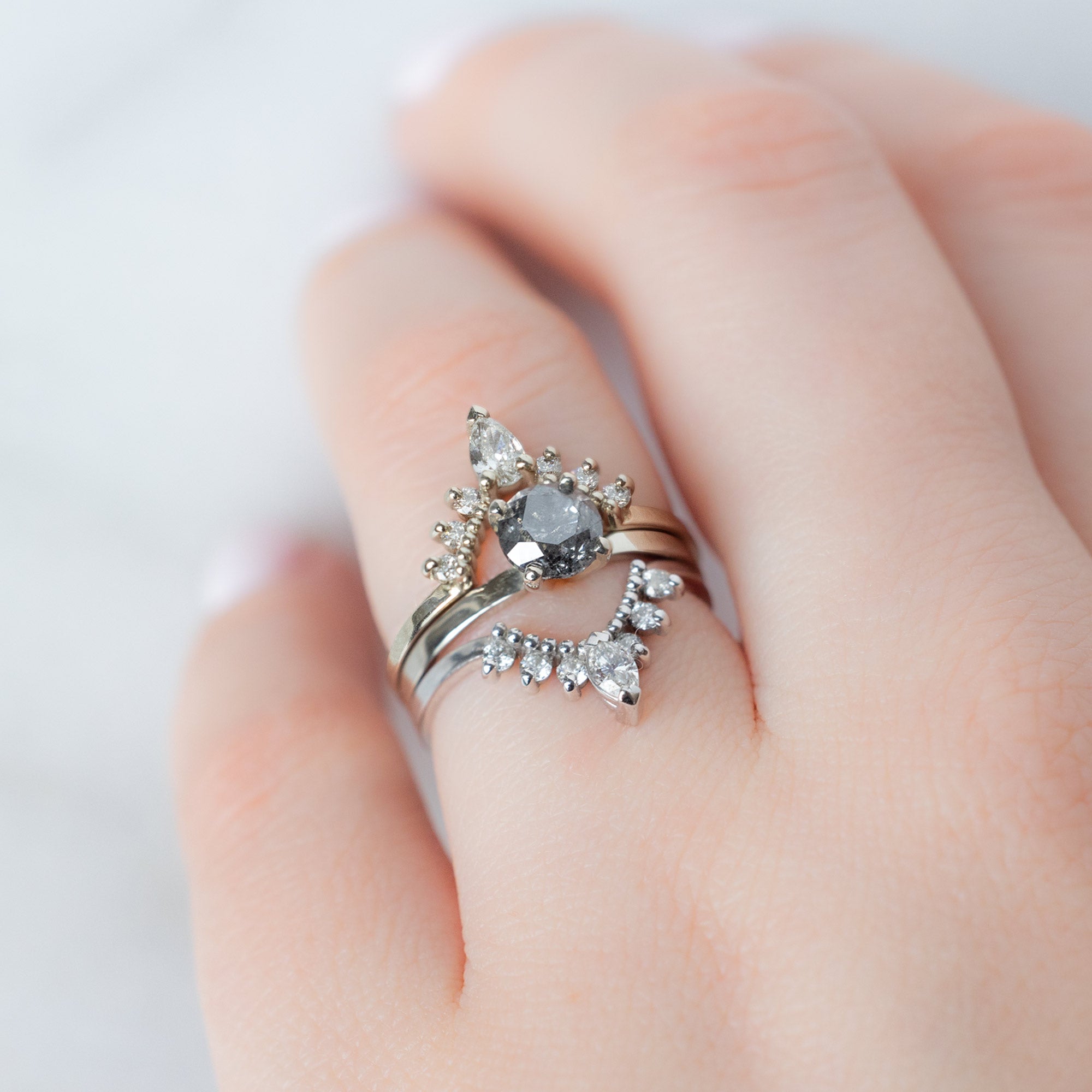 buy:white-pear-diamond-sunburst-stacking-band-14k-gold,the-bryn-ring-1-01ct-round-salt-and-pepper-diamond-in-14k-white-gold,marquise-white-diamond-sunburst-stacking-band-14k-gold