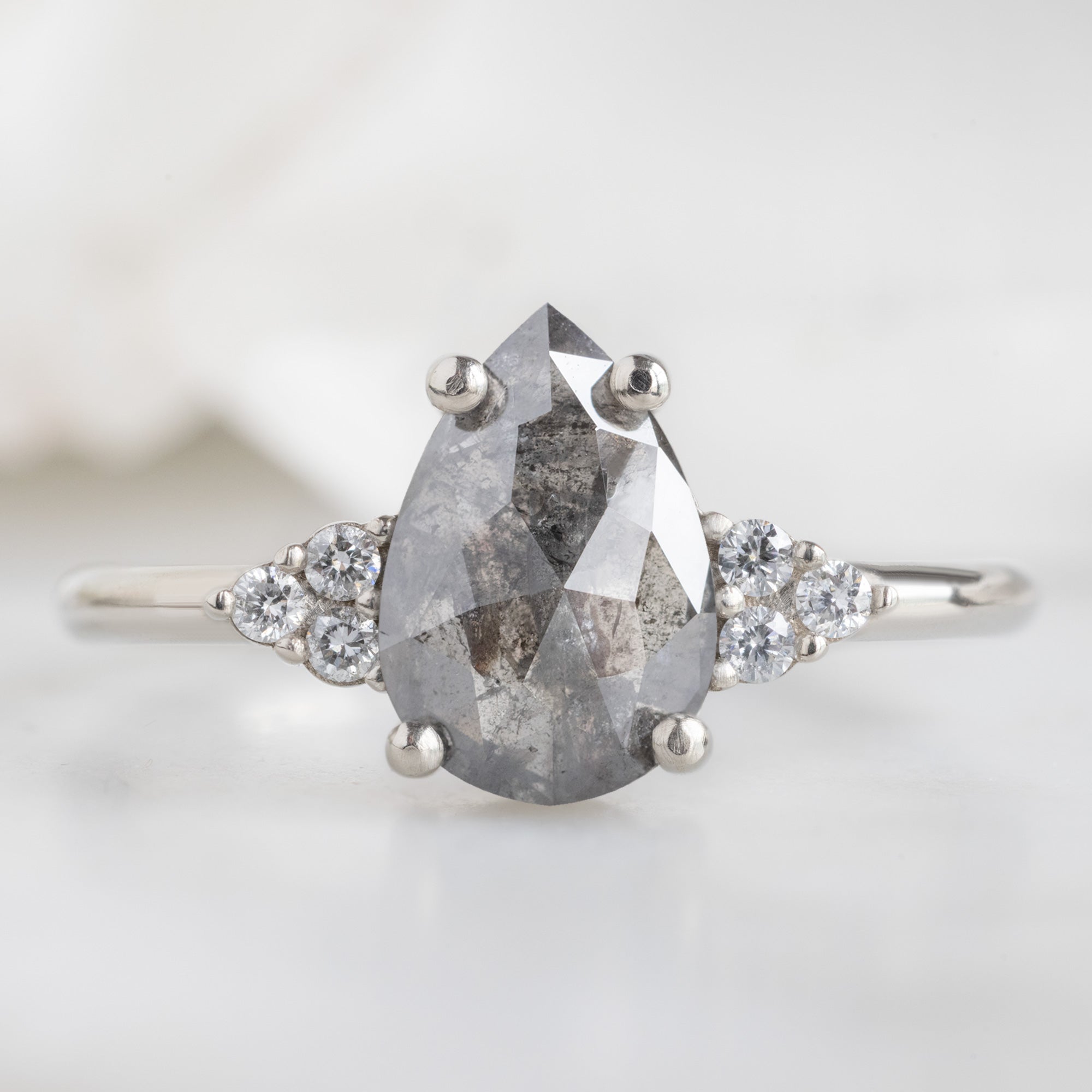 The Ivy Ring | Build Your Own Pear Salt and Pepper Diamond Engagement Ring