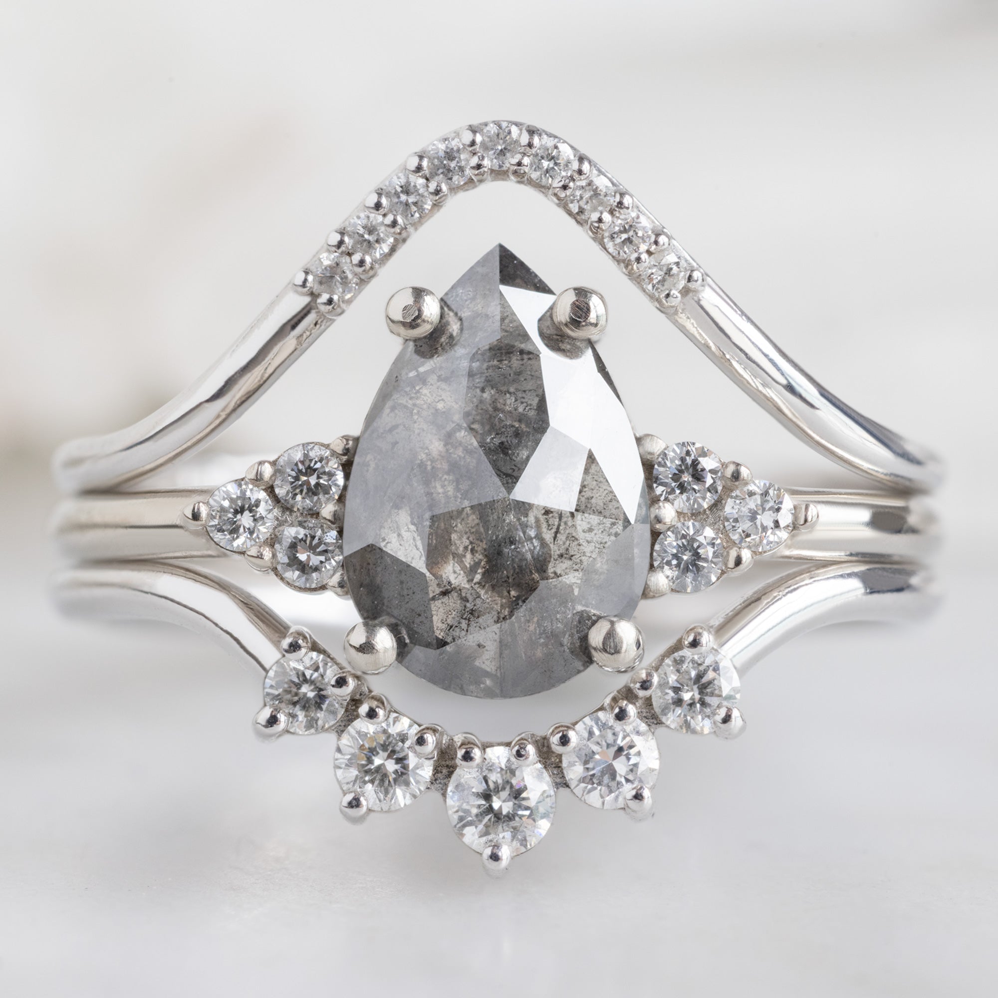The Ivy Ring | Build Your Own Pear Salt and Pepper Diamond Engagement Ring