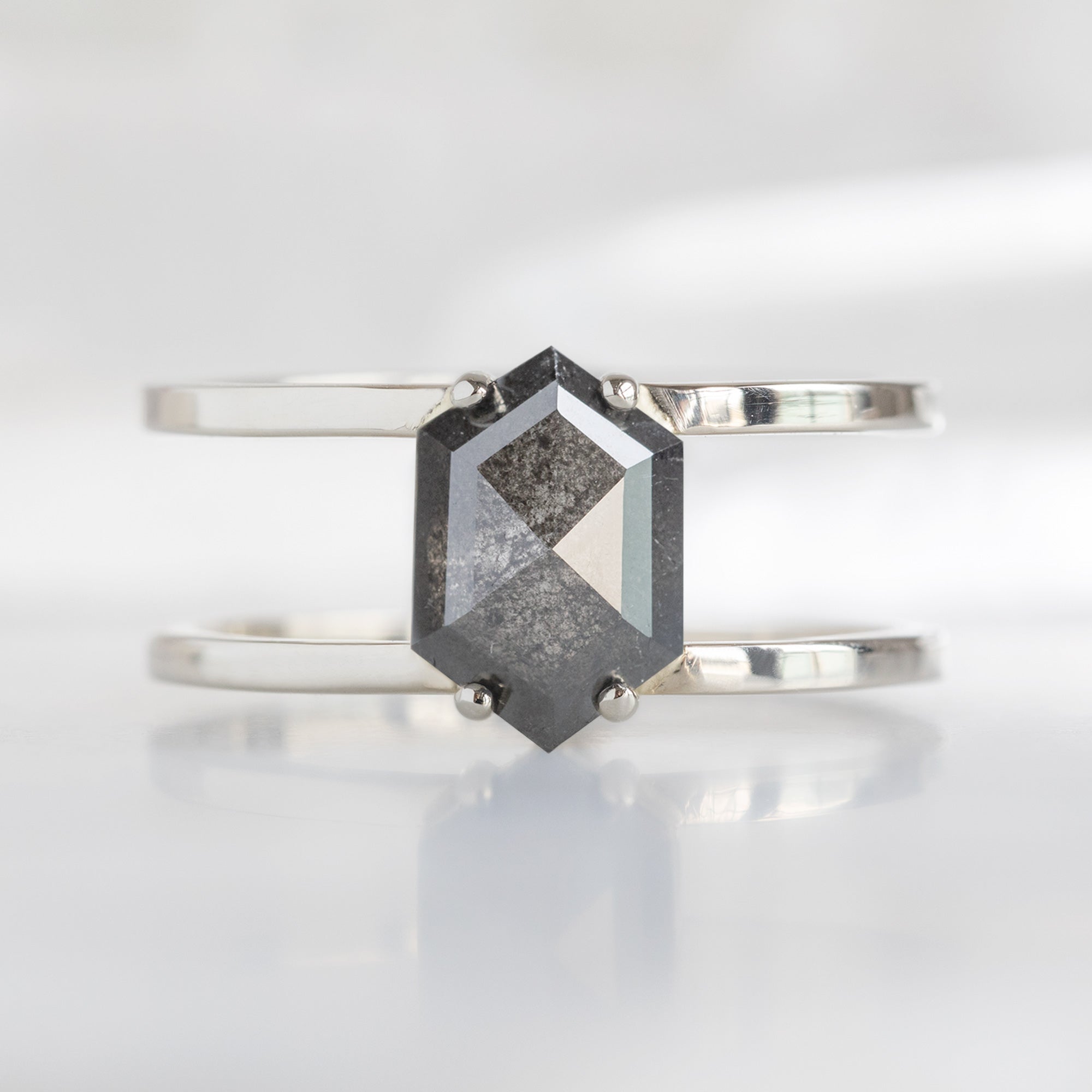 The Poppy Ring | Build Your Own Hexagon Black Diamond Engagement Ring