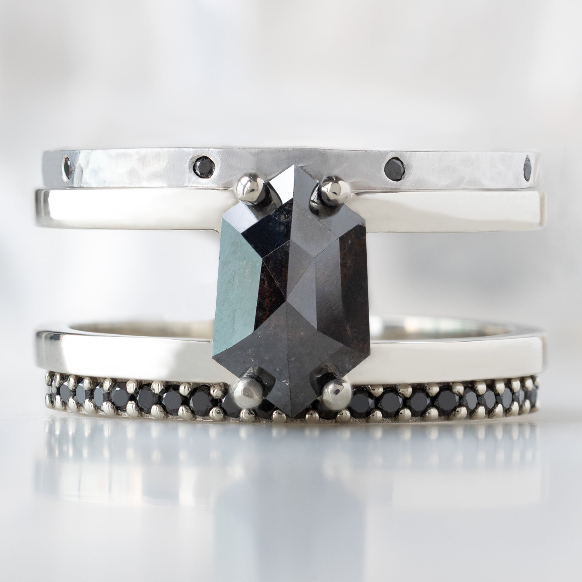 The Poppy Ring | Build Your Own Hexagon Black Diamond Engagement Ring