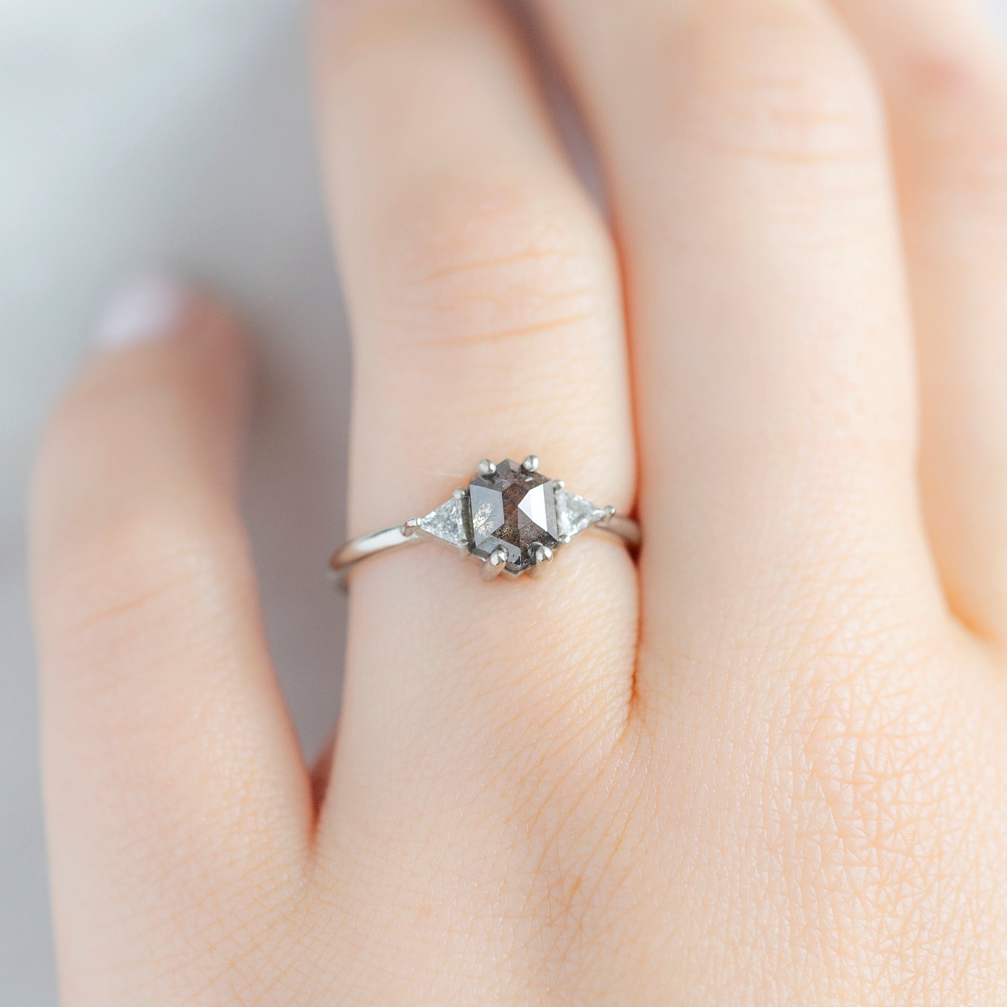 The Jade Ring | Build Your Own Hexagon Black Diamond Engagement Ring