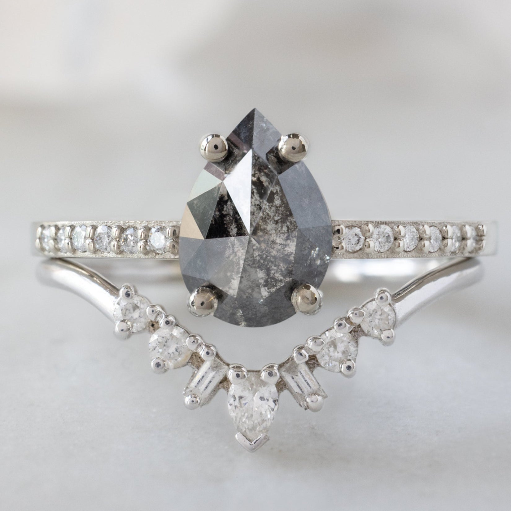 The Willow Ring | Build Your Own Pear Salt and Pepper Diamond Engagement Ring
