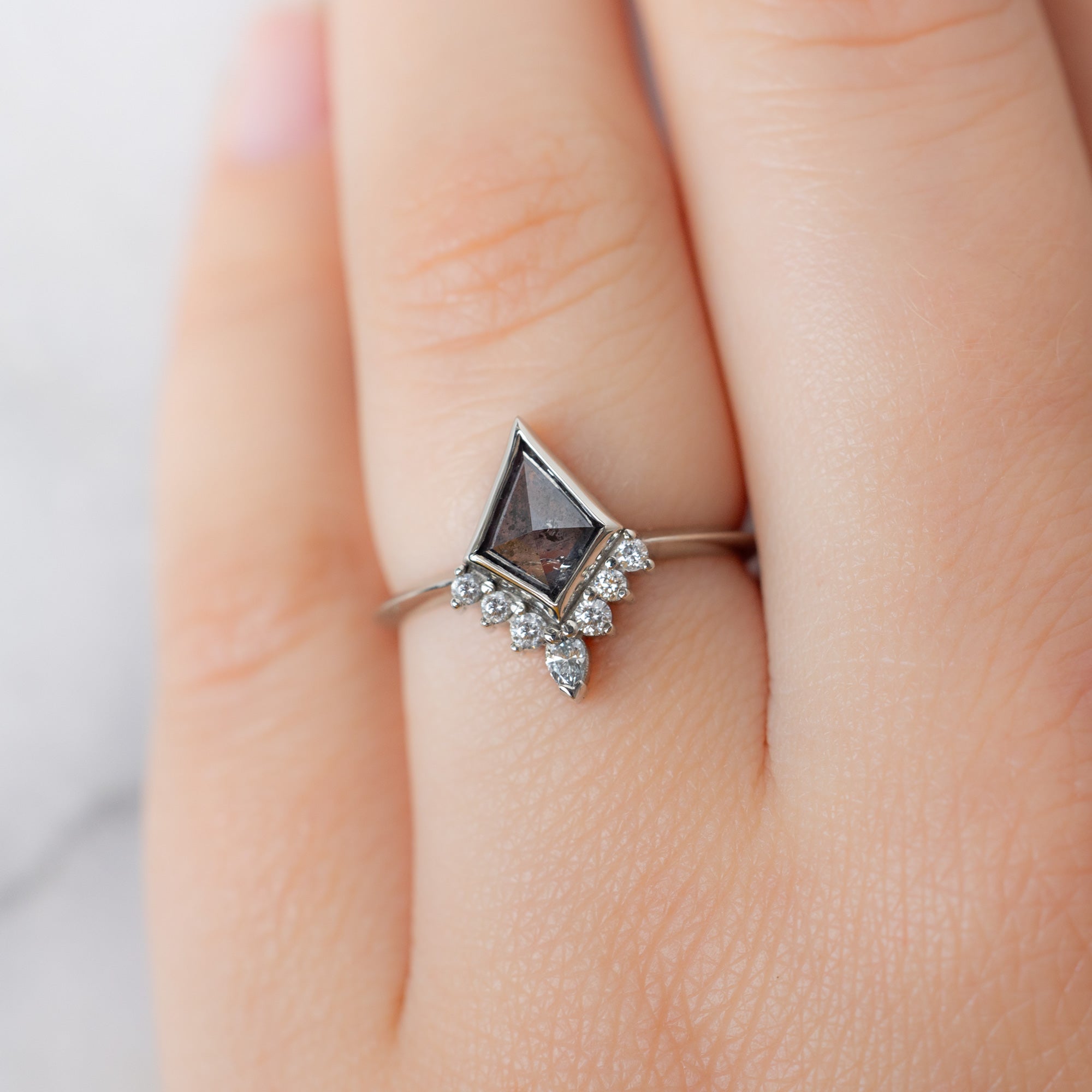 The Aster Ring | Build Your Own Kite Salt and Pepper Diamond Engagement Ring