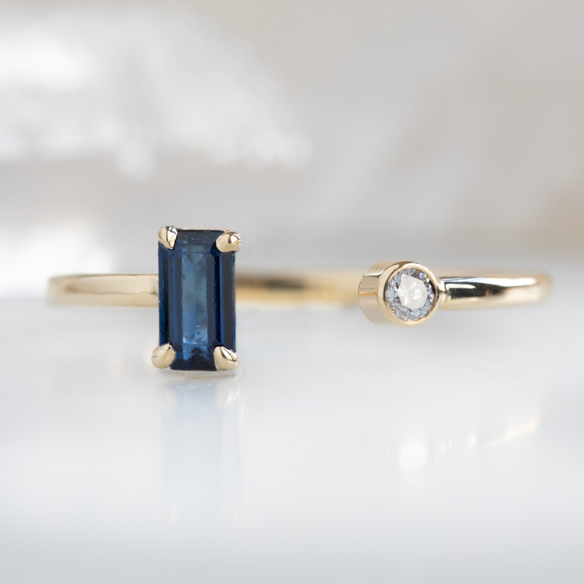 The Open Cuff Sapphire + Diamond Ring | Yellow, Rose or White Gold