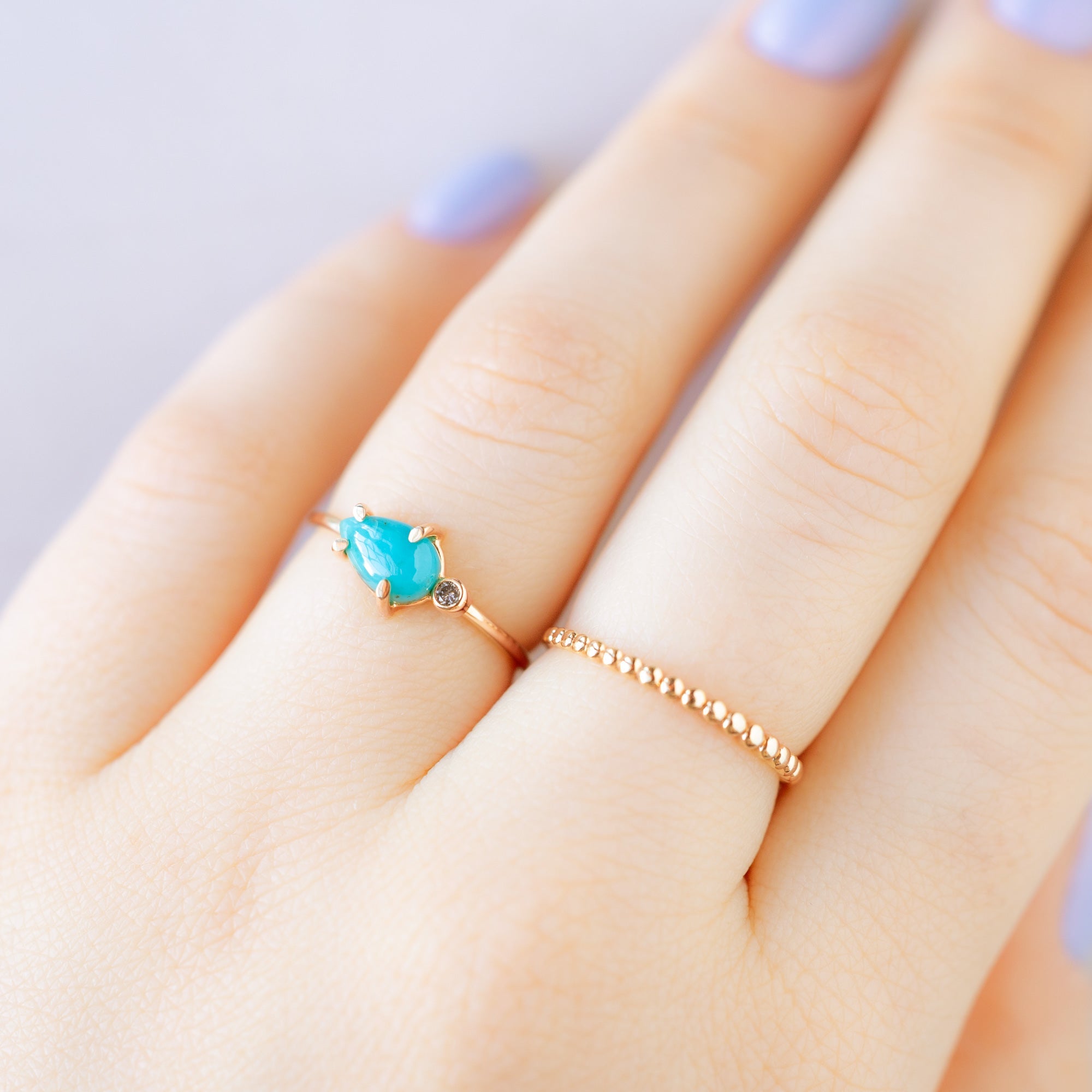 The Asymmetrical Turquoise + Diamond Ring | Yellow, Rose or Sterling Silver