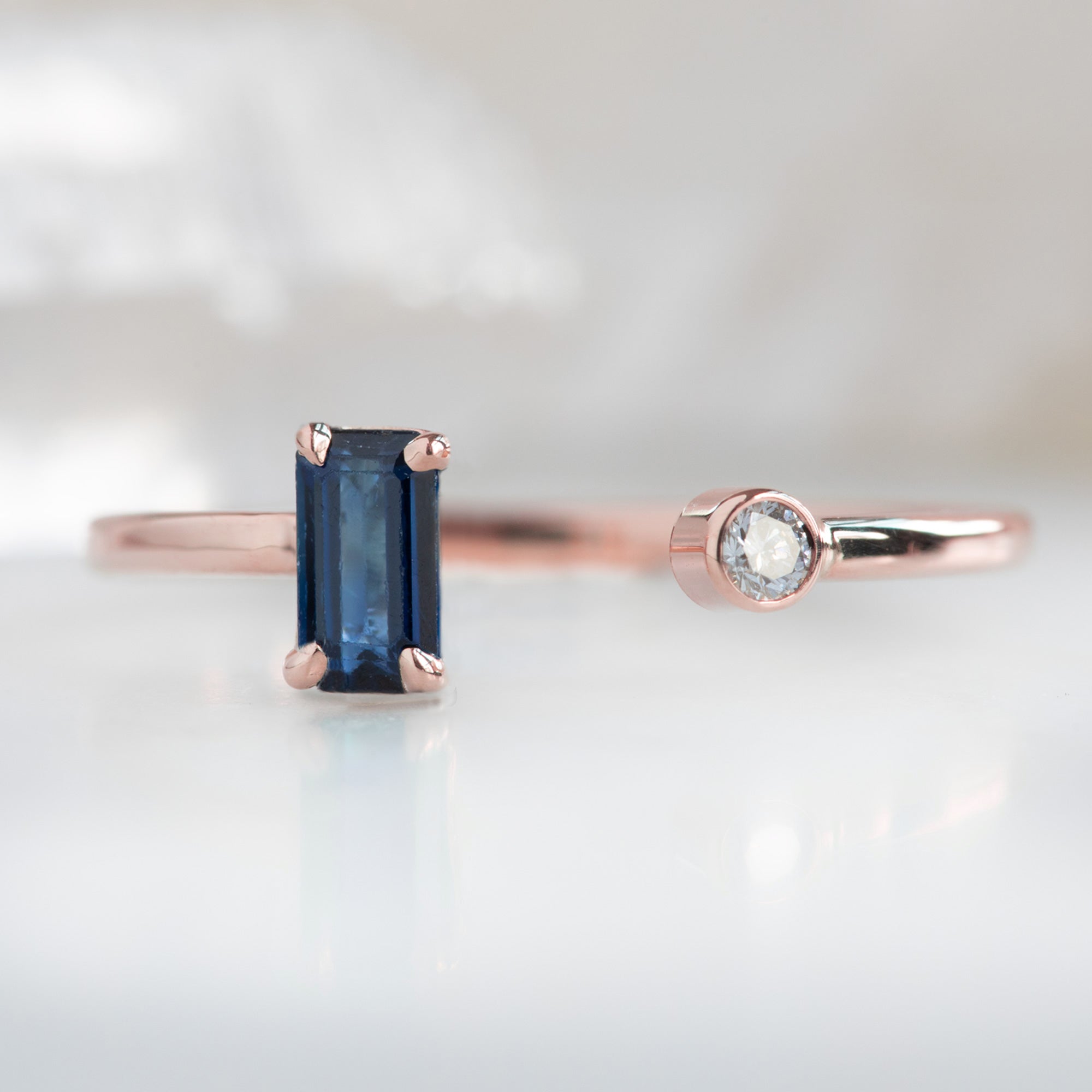 The Open Cuff Sapphire + Diamond Ring | Yellow, Rose or White Gold