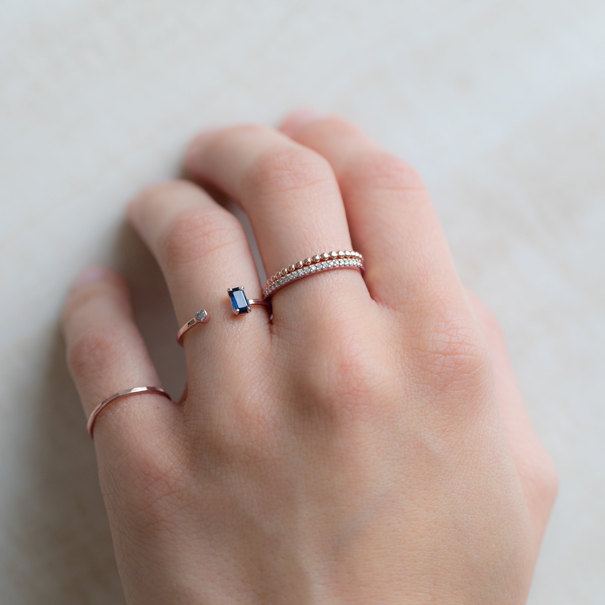 The Open Cuff Sapphire + Diamond Ring | Yellow, Rose or White Gold