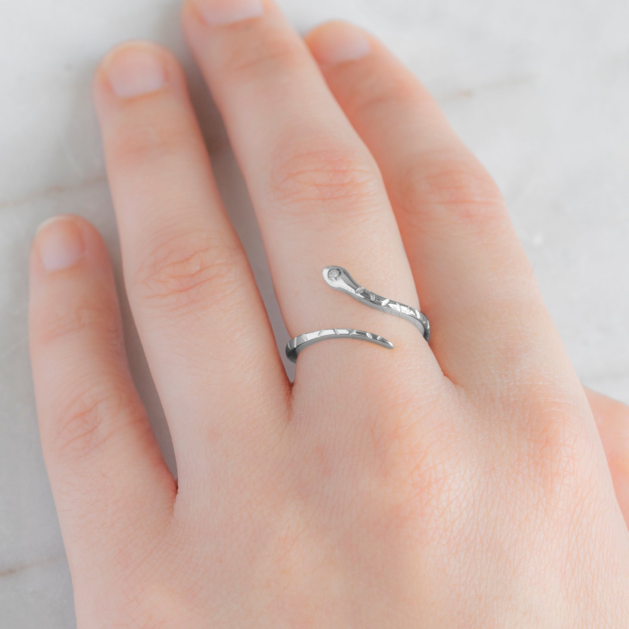 The Salt and Pepper Diamond Serpent Ring | Yellow, Rose or White Gold