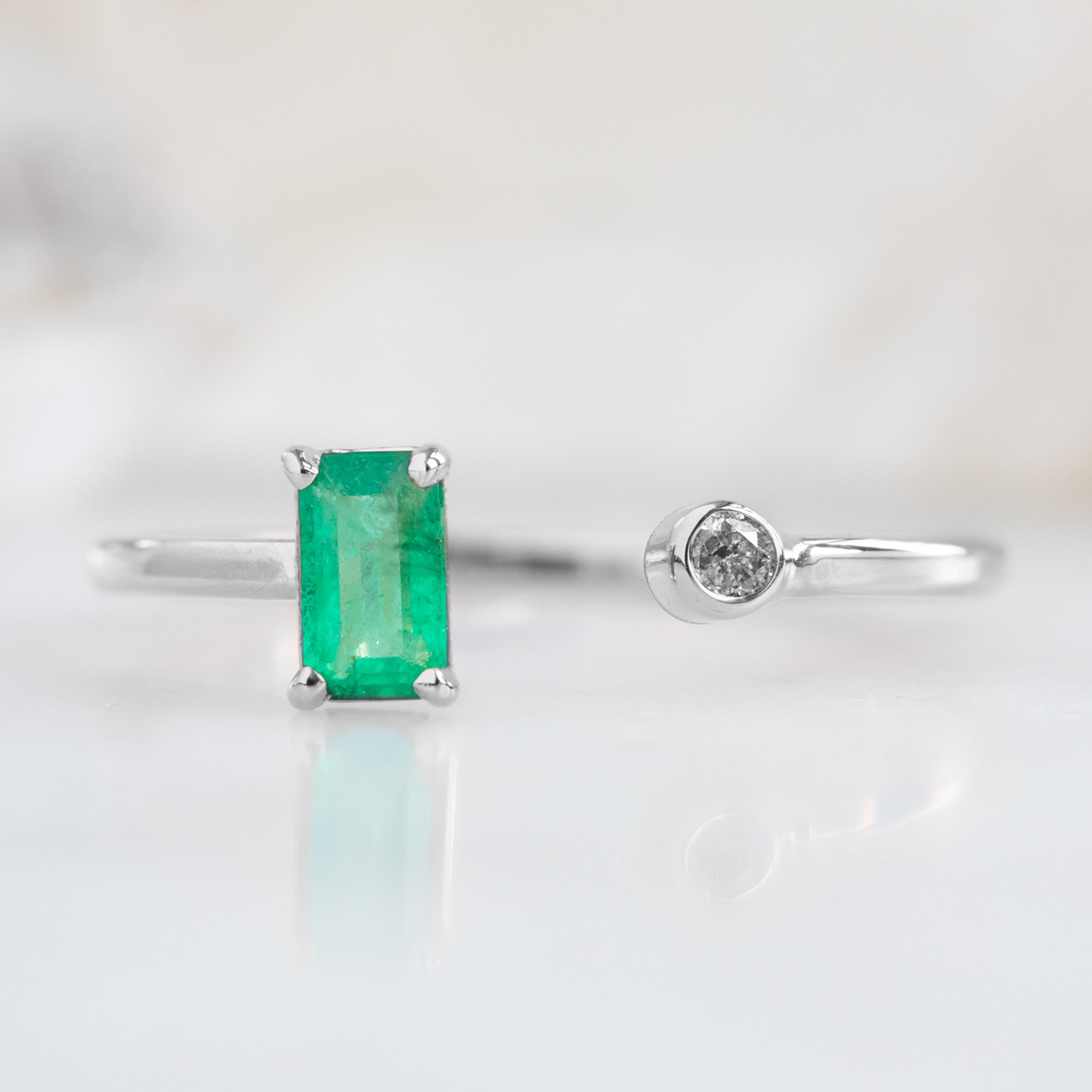 The Open Cuff Emerald + Diamond Ring | Yellow, Rose or White Gold